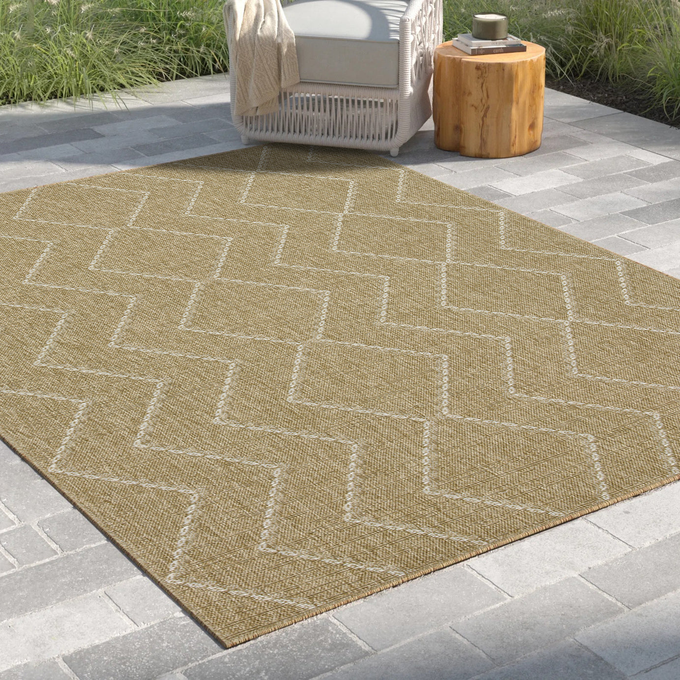 Earth GC_NTL1011 Jute/White 7 ft. 10 in. x 10 ft. 3 in. Indoor/Outdoor Area Rug--1