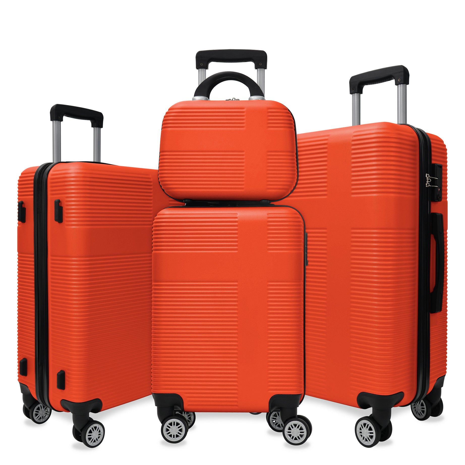 Luggage 4 Piece Set with Spinner Wheels, Hardshell Lightweight Suitcase with TSA Lock,Checked Luggage,Orange(12/20/24/28in)--1