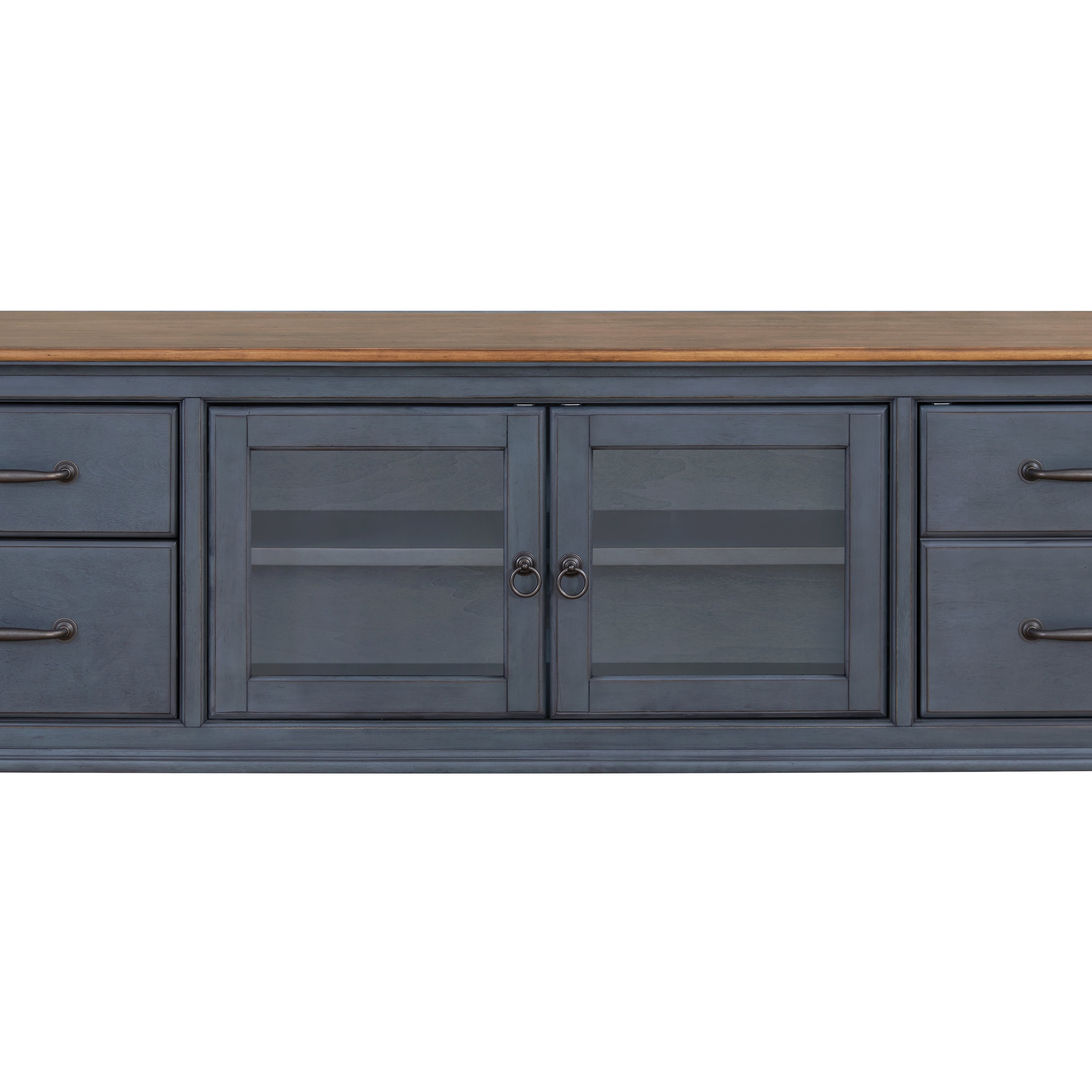 Bridgevine Home Americana 84 in TV Stand for TVs up to 90 inches, No Assembly Required, Corduroy Blue Finish--1