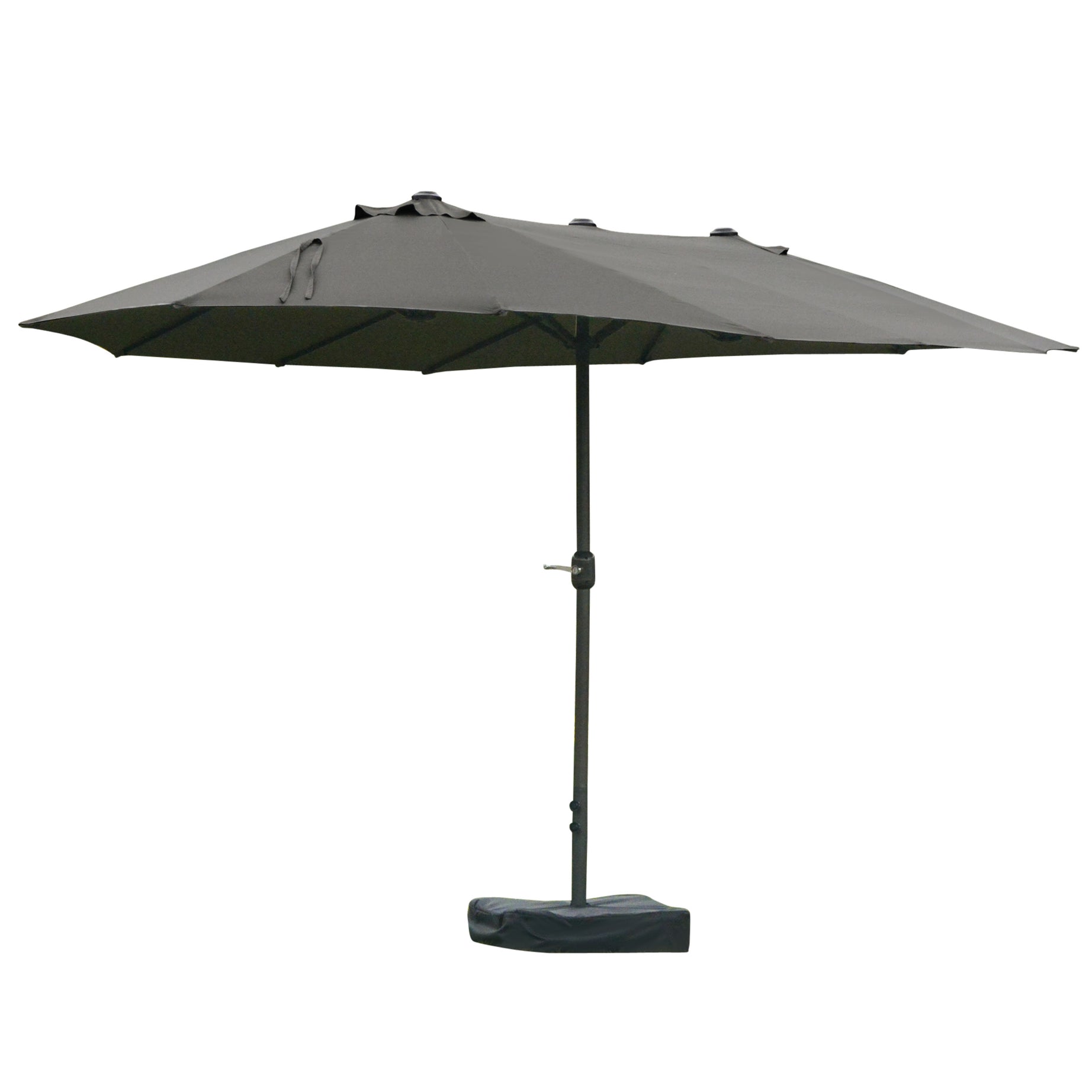 Outsunny Patio Umbrella 15' Steel Rectangular Outdoor Double Sided Market with base, Sun Protection & Easy Crank for Deck Pool Patio, Dark Gray--1