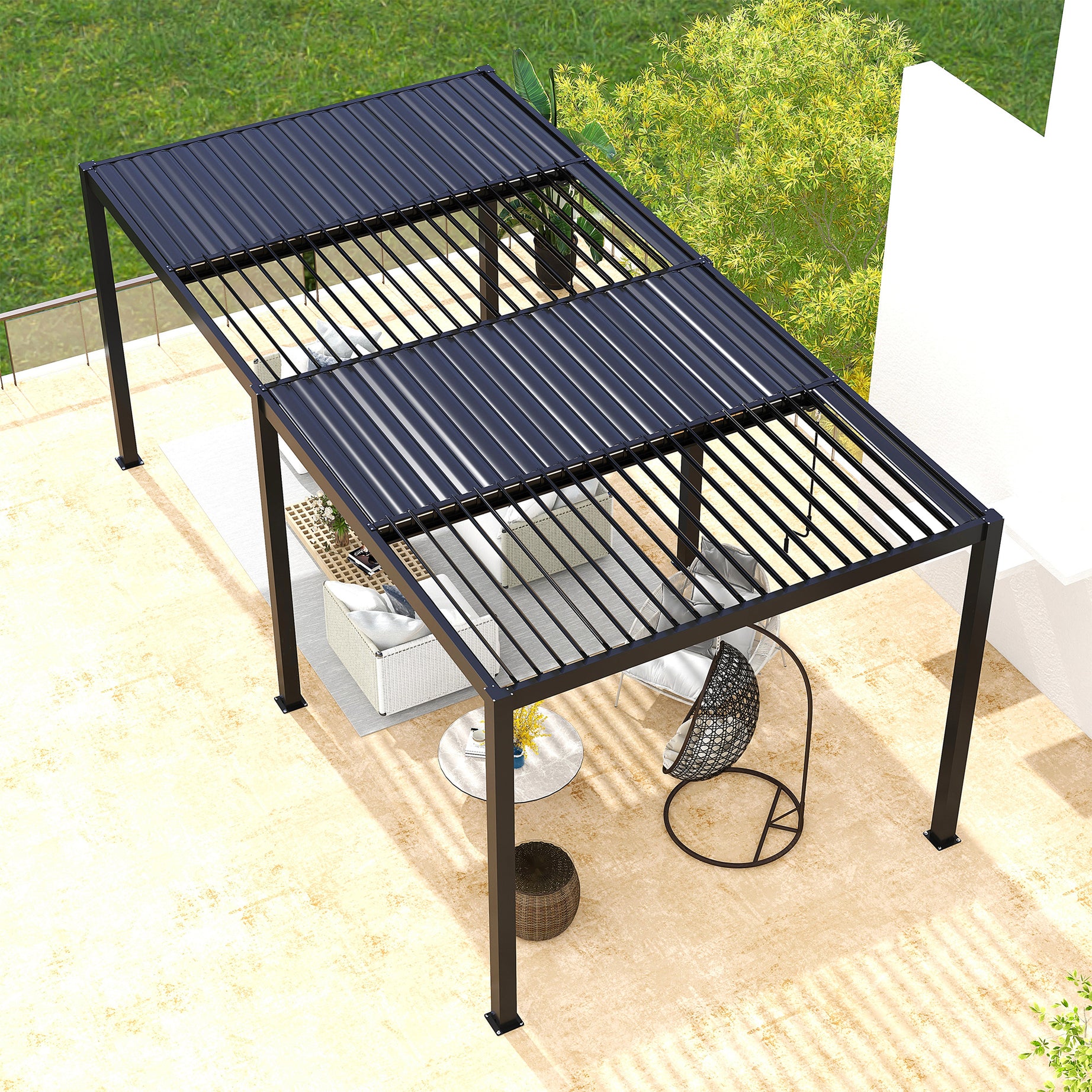 8610J Louver Pergola 10x19ft Aluminum Frame & Louvers--1