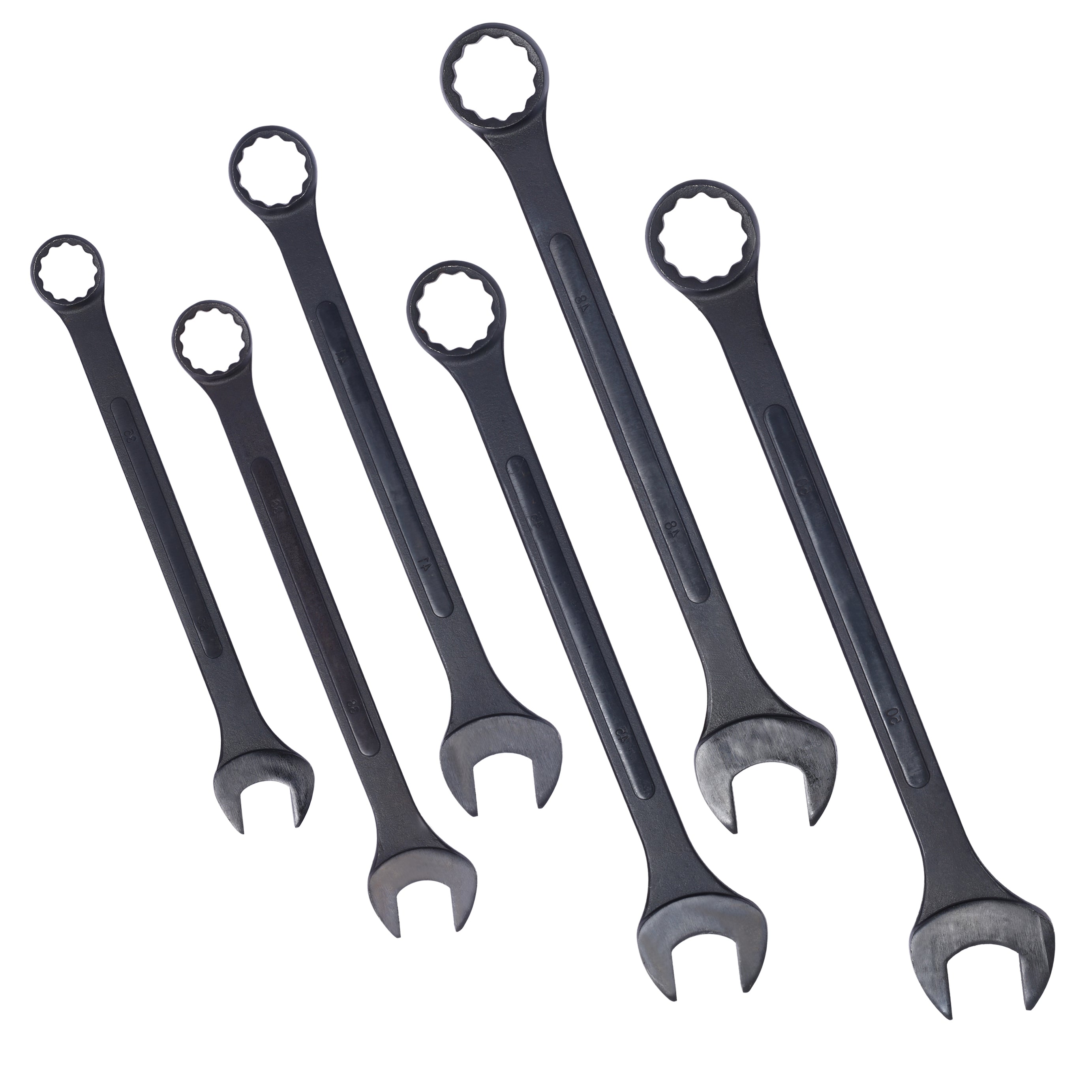 Jumbo Combination Wrench Set extra large, Metric, 6-piece, 1-3/8'' to 2'',Black Oxide, with Pouch--1