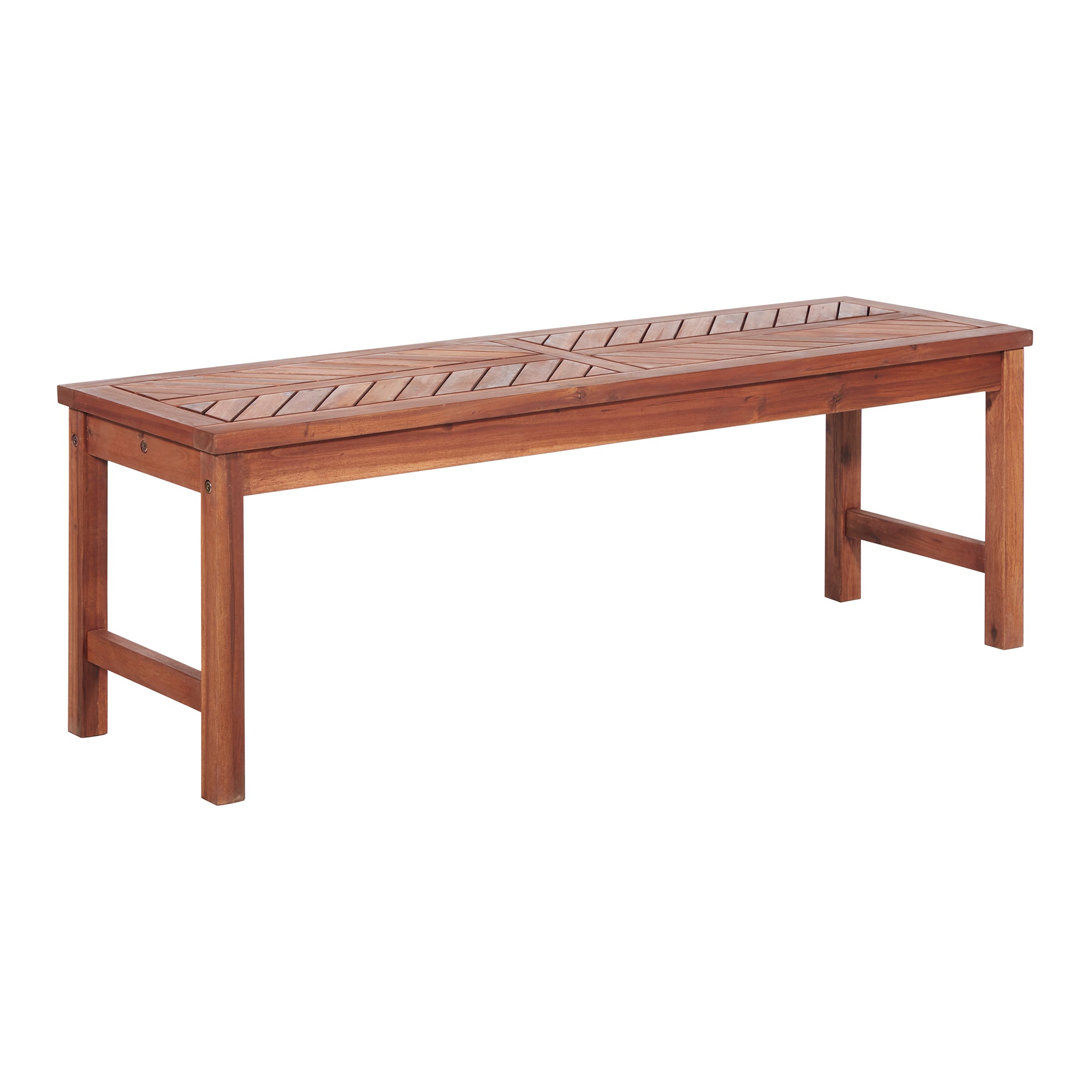 Modern Chevron-Top Solid Wood Patio Bench - Brown--1