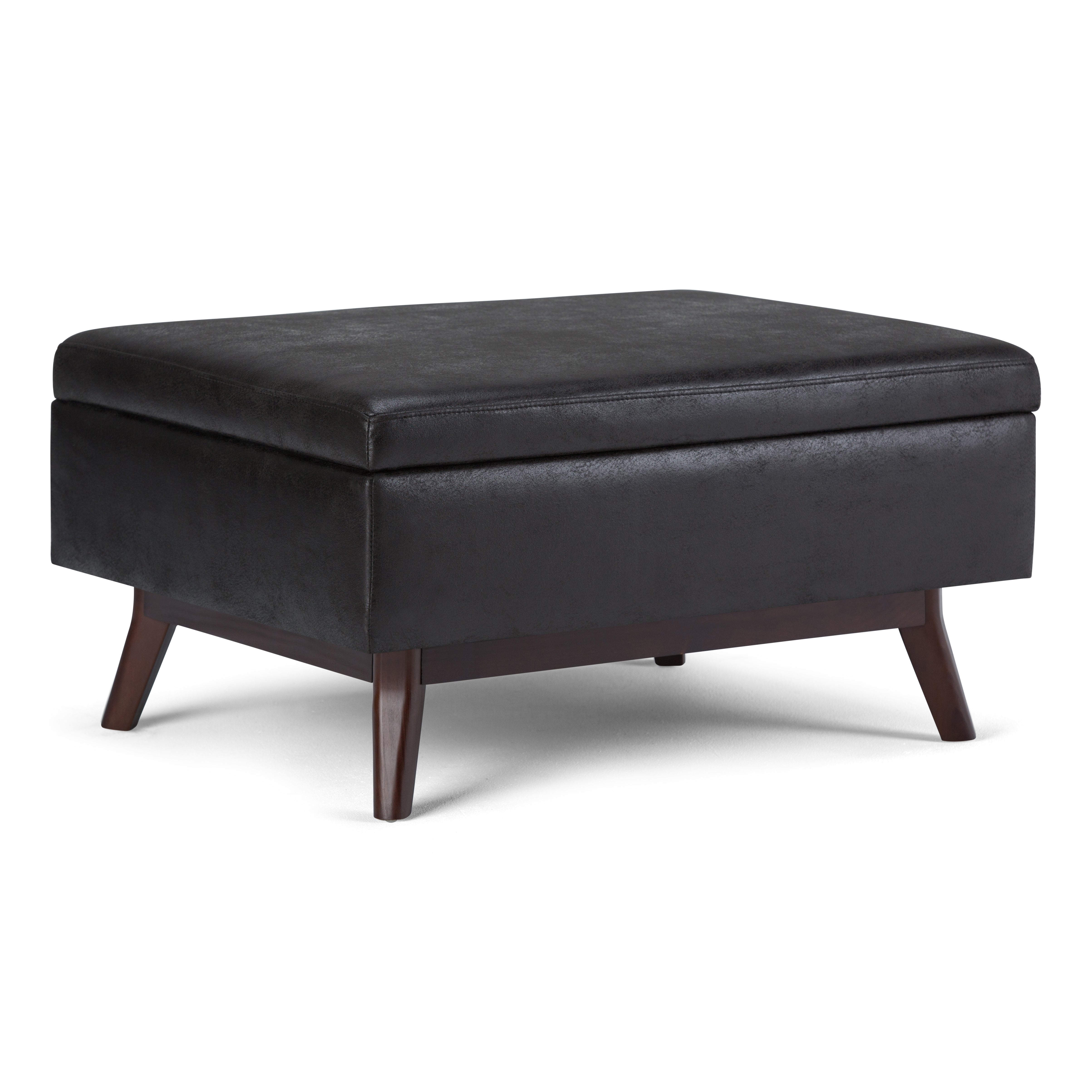 Owen - Coffee Table Storage Ottoman - Distressed Black--1