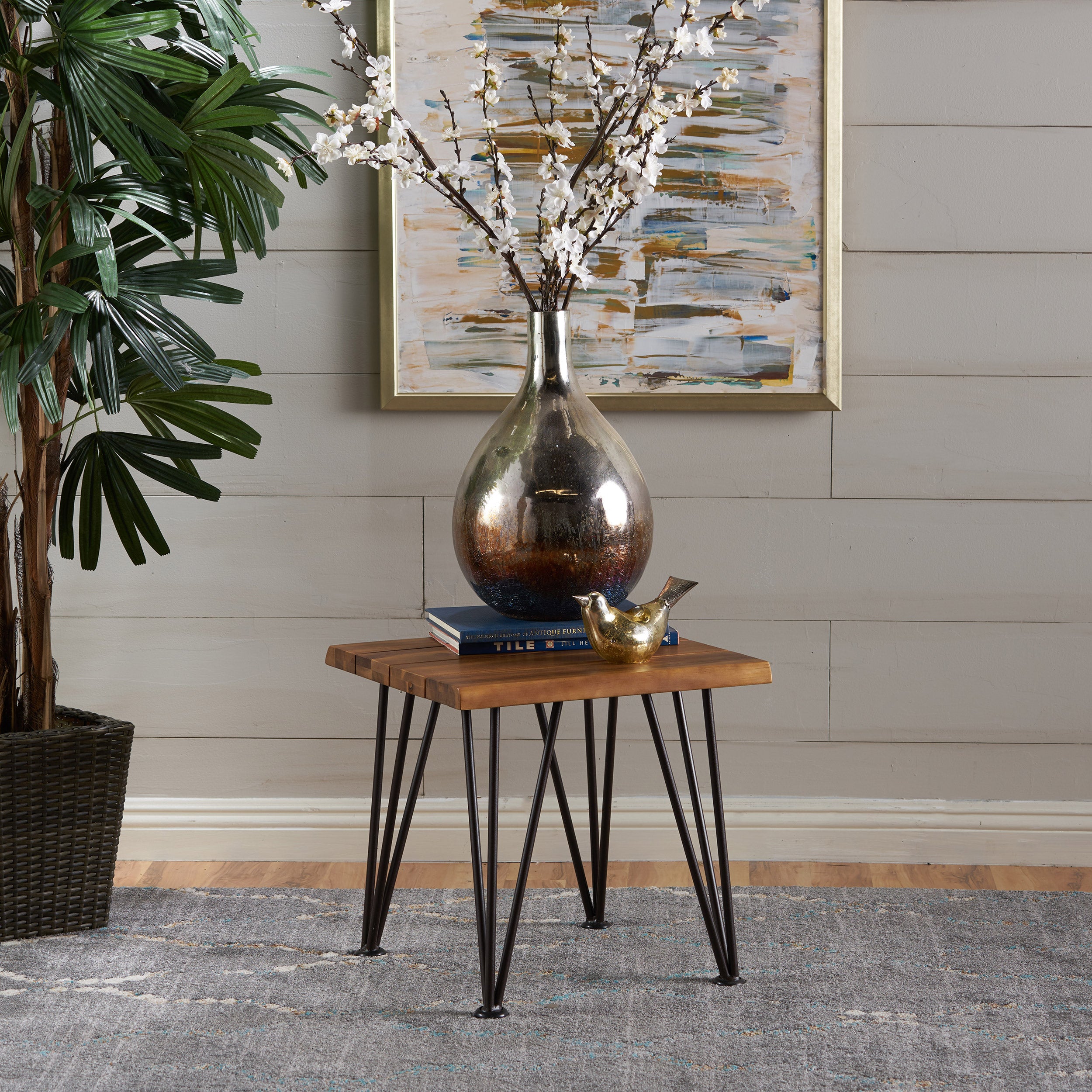 ZION INDUSTRIAL WOOD AND METAL  ACCENT TABLE--1