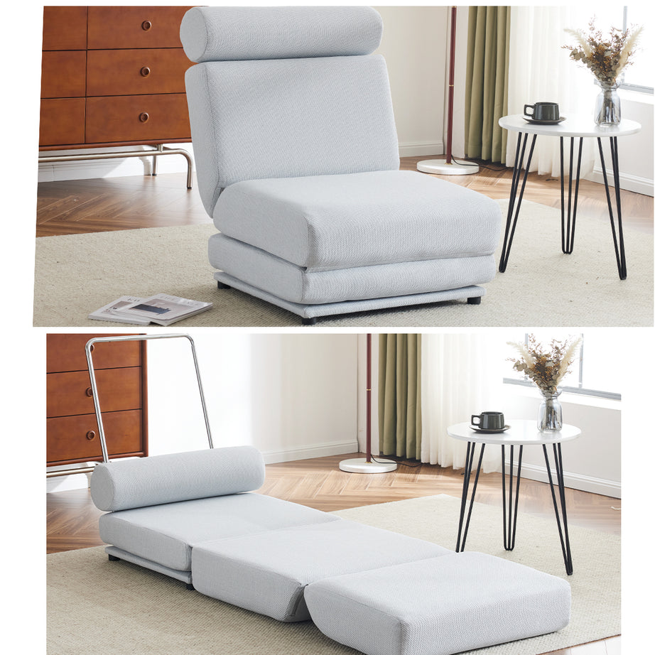 Single Sofa Chair Foldable Single Sofa Bed with Pillow,Portable Foldable Sofa Bed,Leisure Sofa Chair,Easy to Store,Made of Breathable and Wearable Linen--1