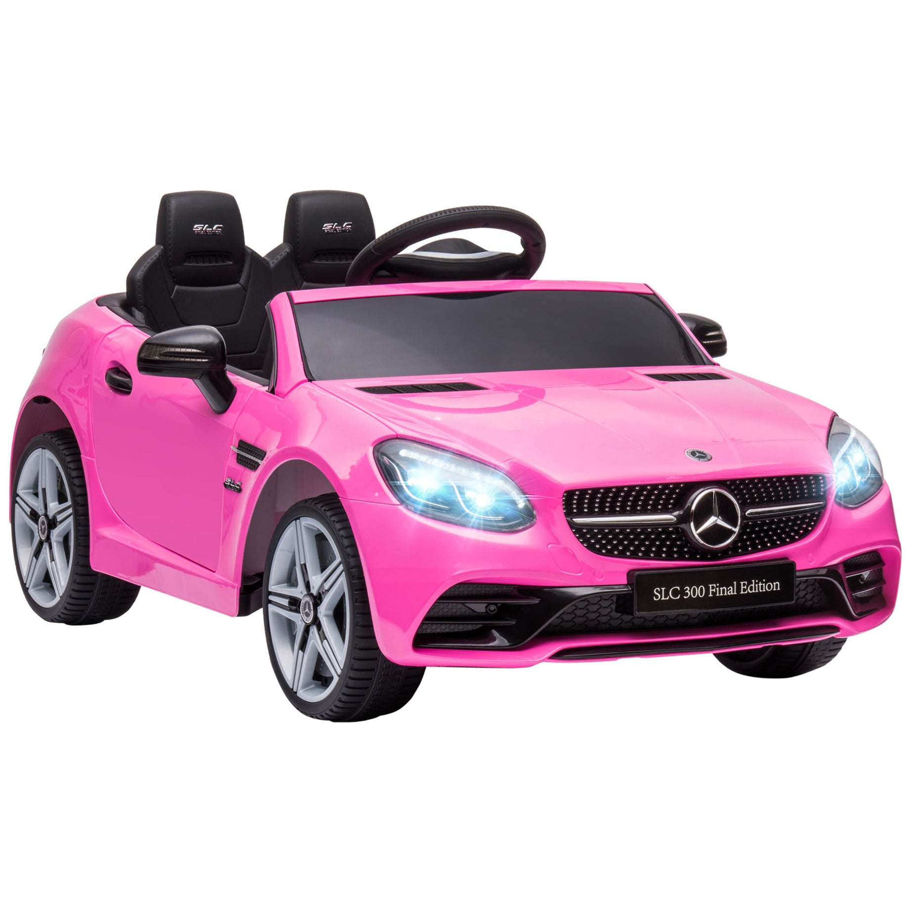 Aosom Mercedes SLC 300 Licensed Kids Electric Car with Remote Control, 12V Battery Powered Kids Ride on Car with Music, Lights, Suspension for 3-6 Years Old, Pink--1