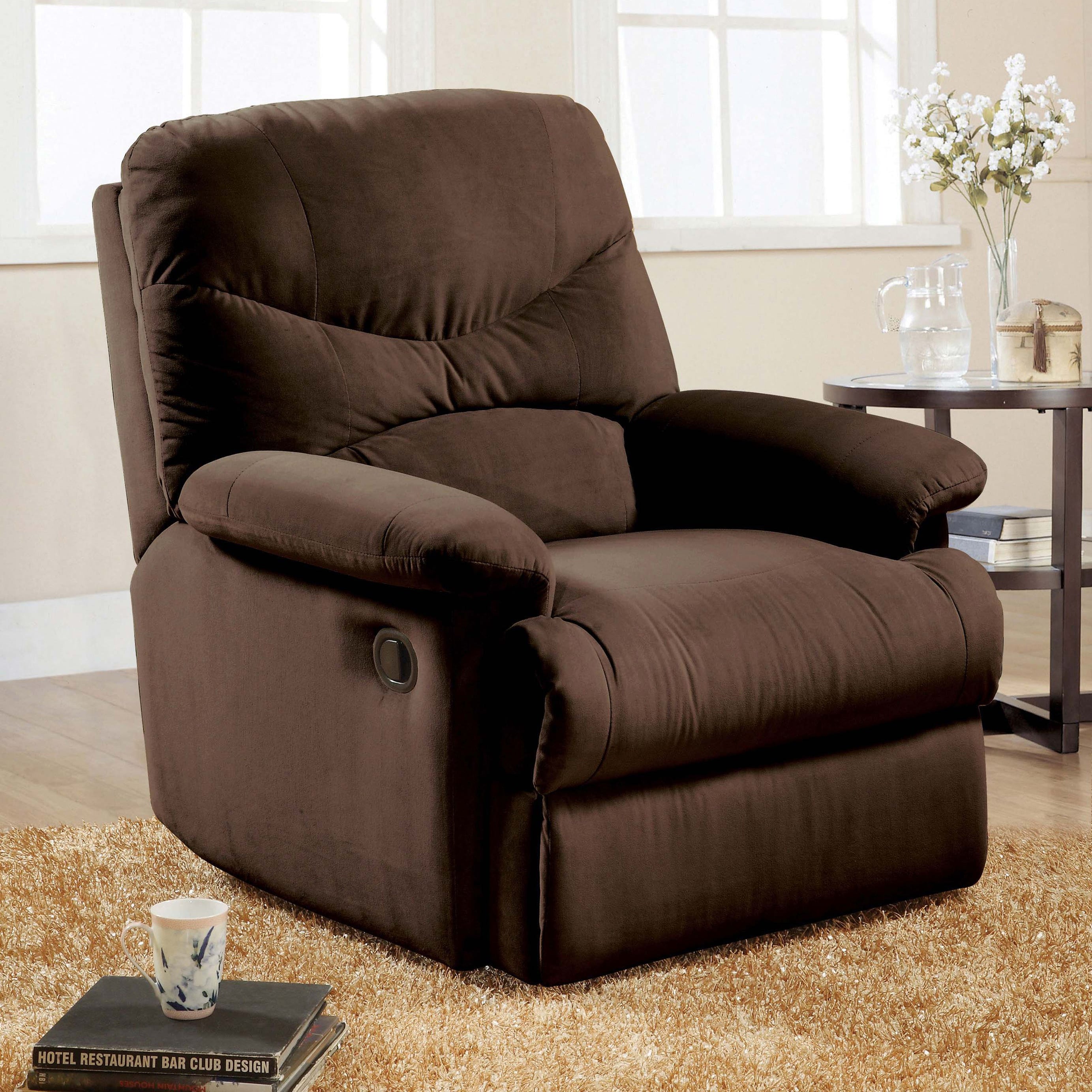 Chocolate Pillow Top Arms Recliner with Tufted Back--1