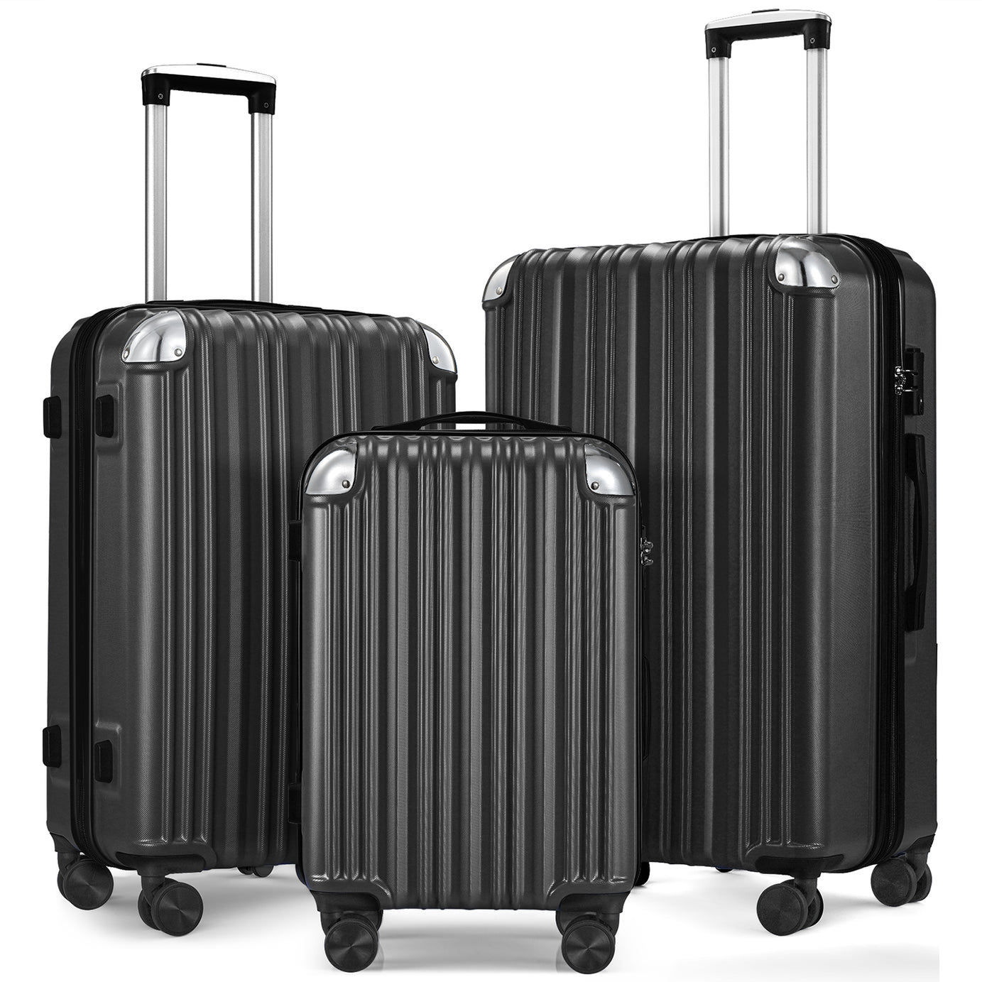 3-piece Luggage Set with TSA Lock& Double Spinner Wheels, Expandable For Large Storage--1