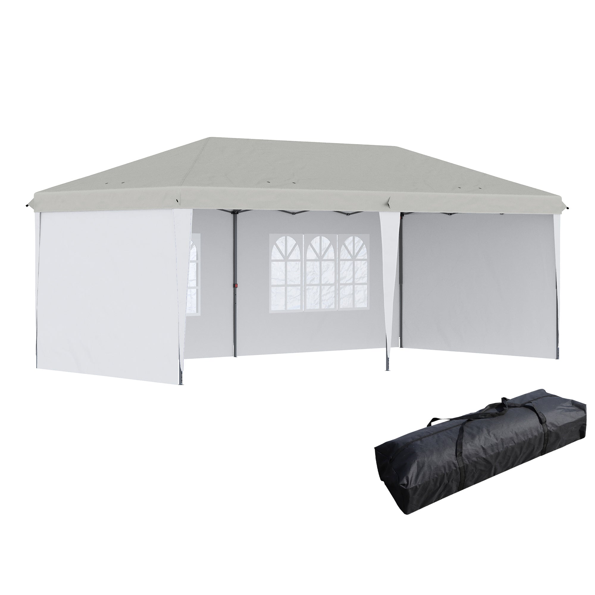 Outsunny 10' x 20' Pop Up Canopy Tent with 4 Sidewalls, Heavy Duty Tents for Parties, Outdoor Instant Gazebo with Carry Bag, for Outdoor, Garden, Patio, White--1