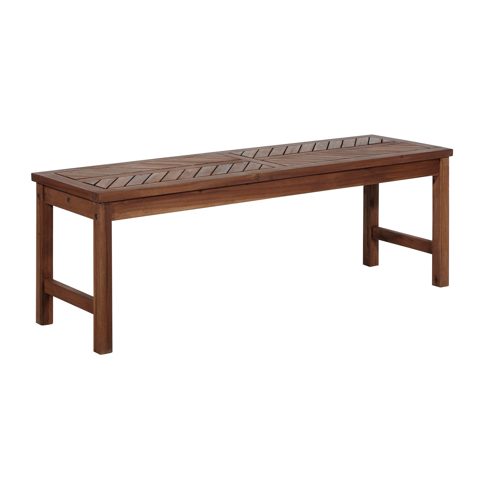 Modern Chevron-Top Solid Wood Patio Bench - Dark Brown--1