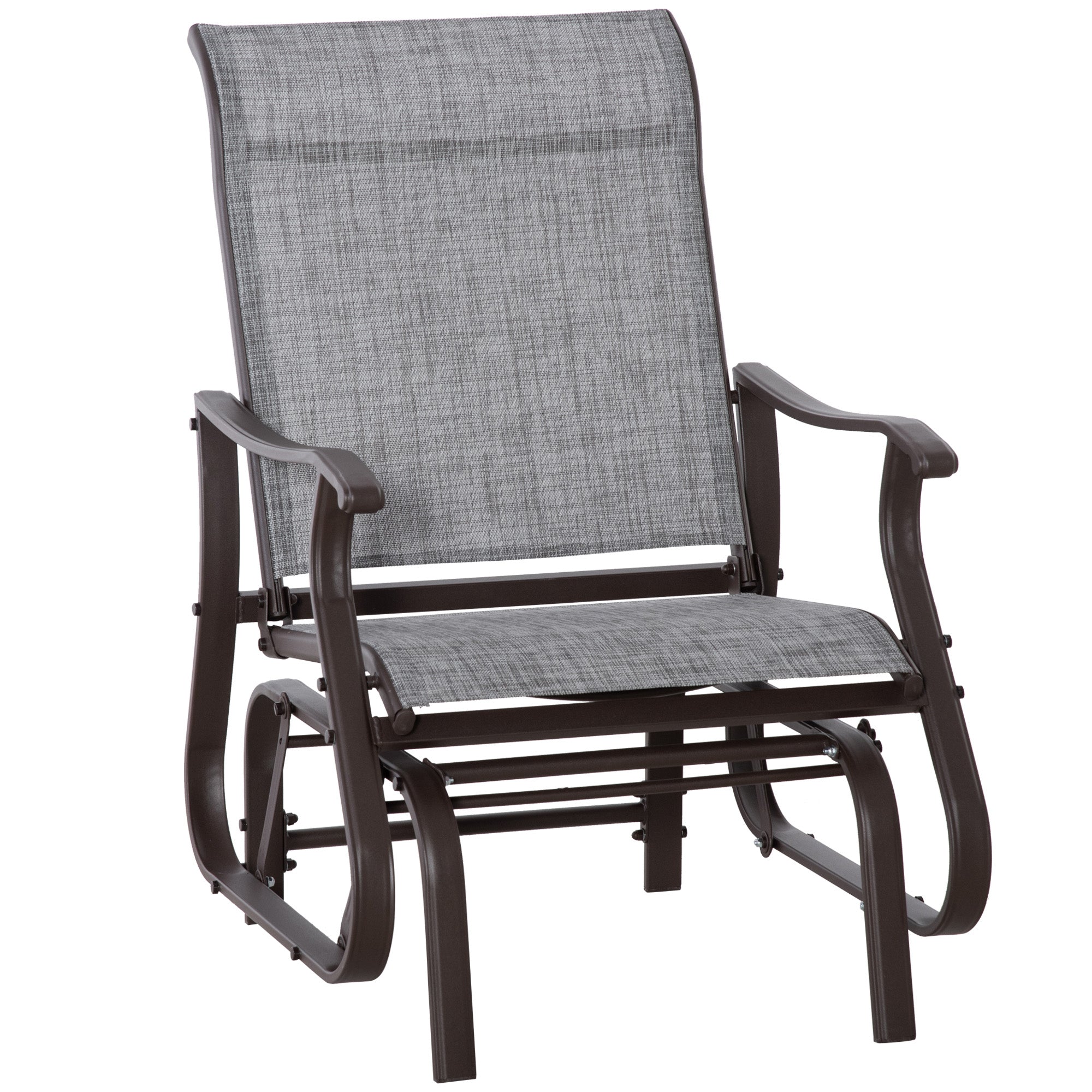 Outsunny Outdoor Glider Chair, Gliders for Outside Patio with Steel Frame and Mesh Fabric for Backyard, Garden, and Porch, Gray--1