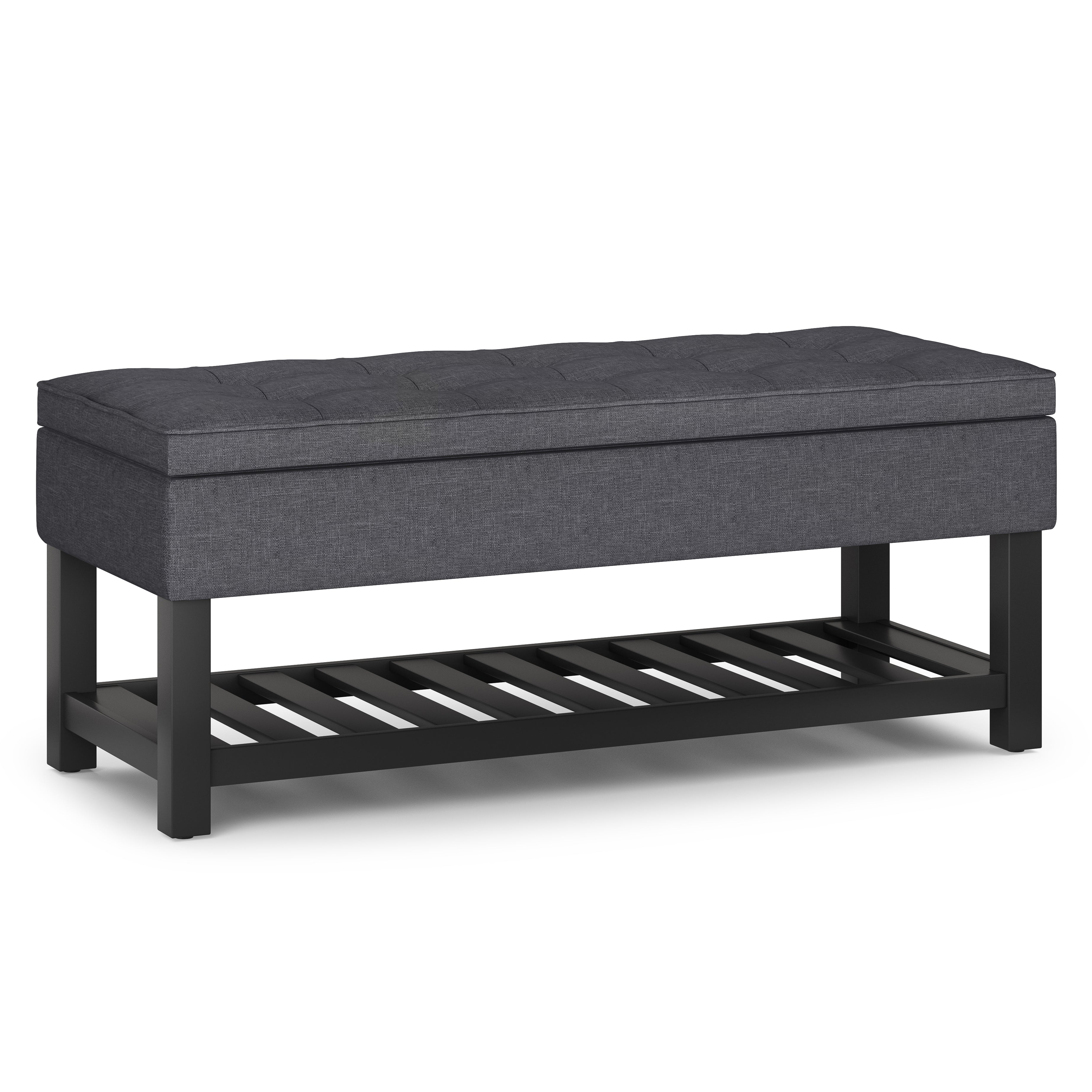 Cosmopolitan - Storage Ottoman Bench with Open Bottom - Slate Grey--1