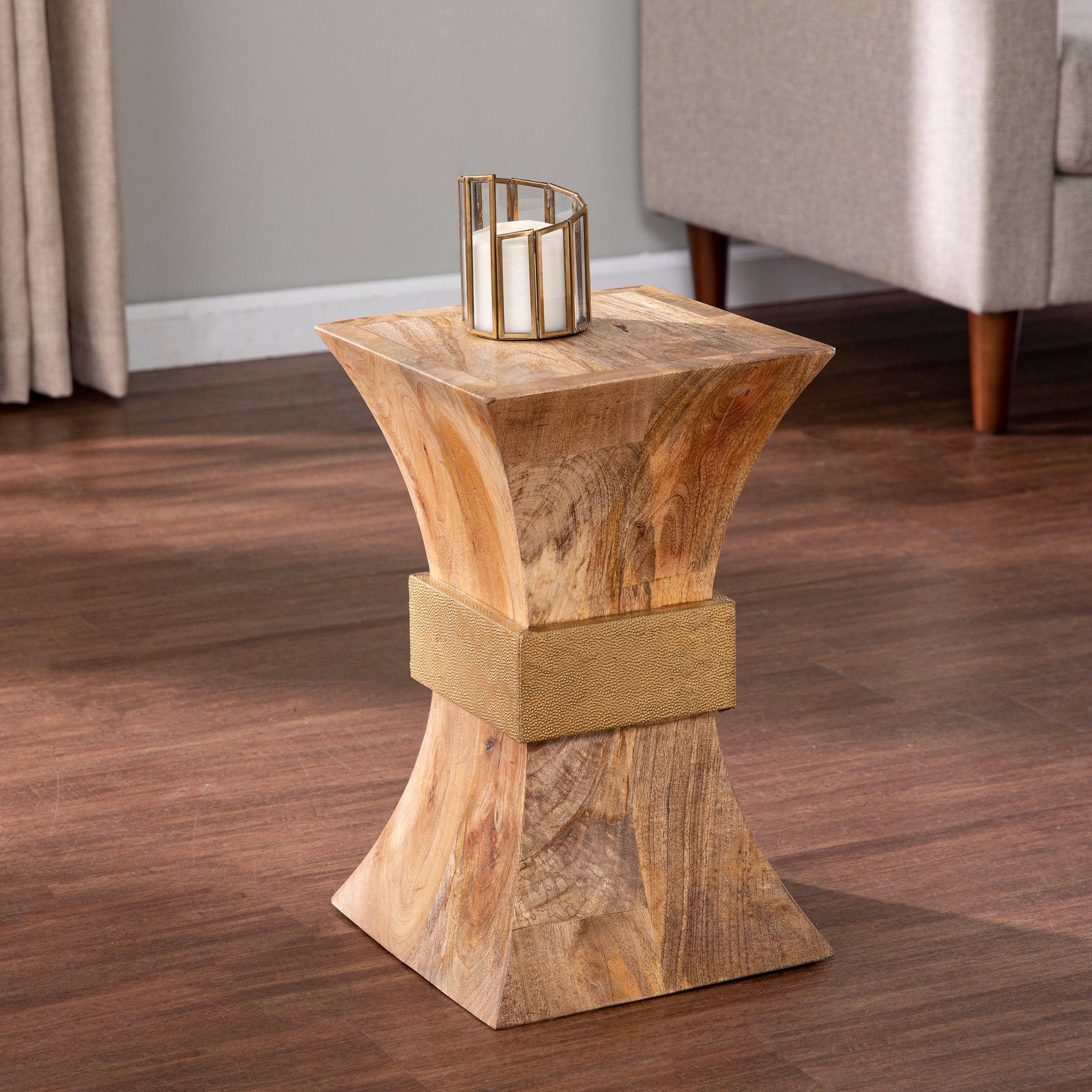 Turvey Square Side Table w/ Brass Accents--1