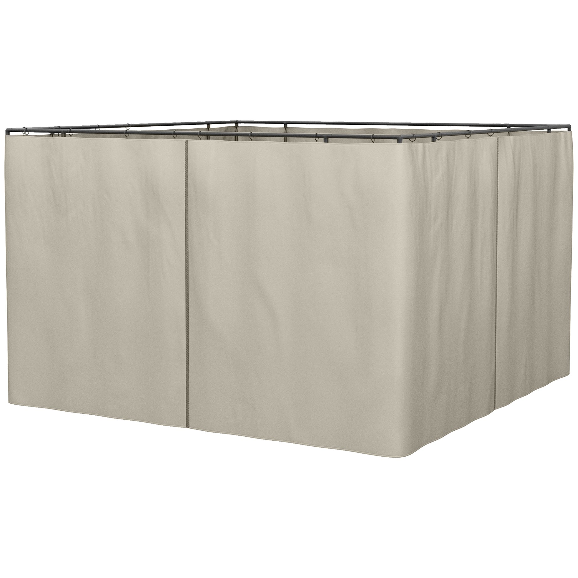 Outsunny 10' x 10' Universal Gazebo Sidewall Set with Panels, Hooks and C-Rings Included for Pergolas and Cabanas, Beige--1