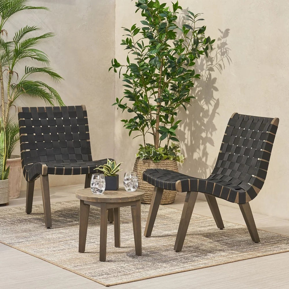 Outdoor 3-Piece Wood Patio Seating Set--1