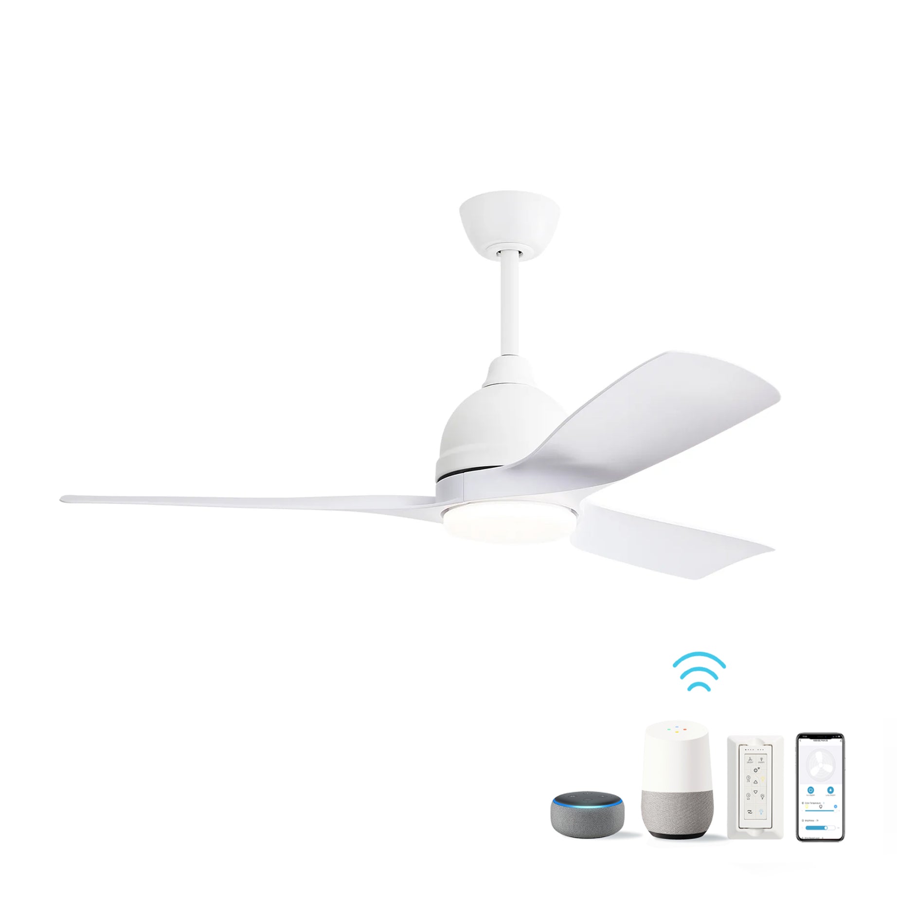 54 Inch White ABS Ceiling Fan 6 Speed Smart Remote Control Dimmable Reversible DC Motor For Living Room--1