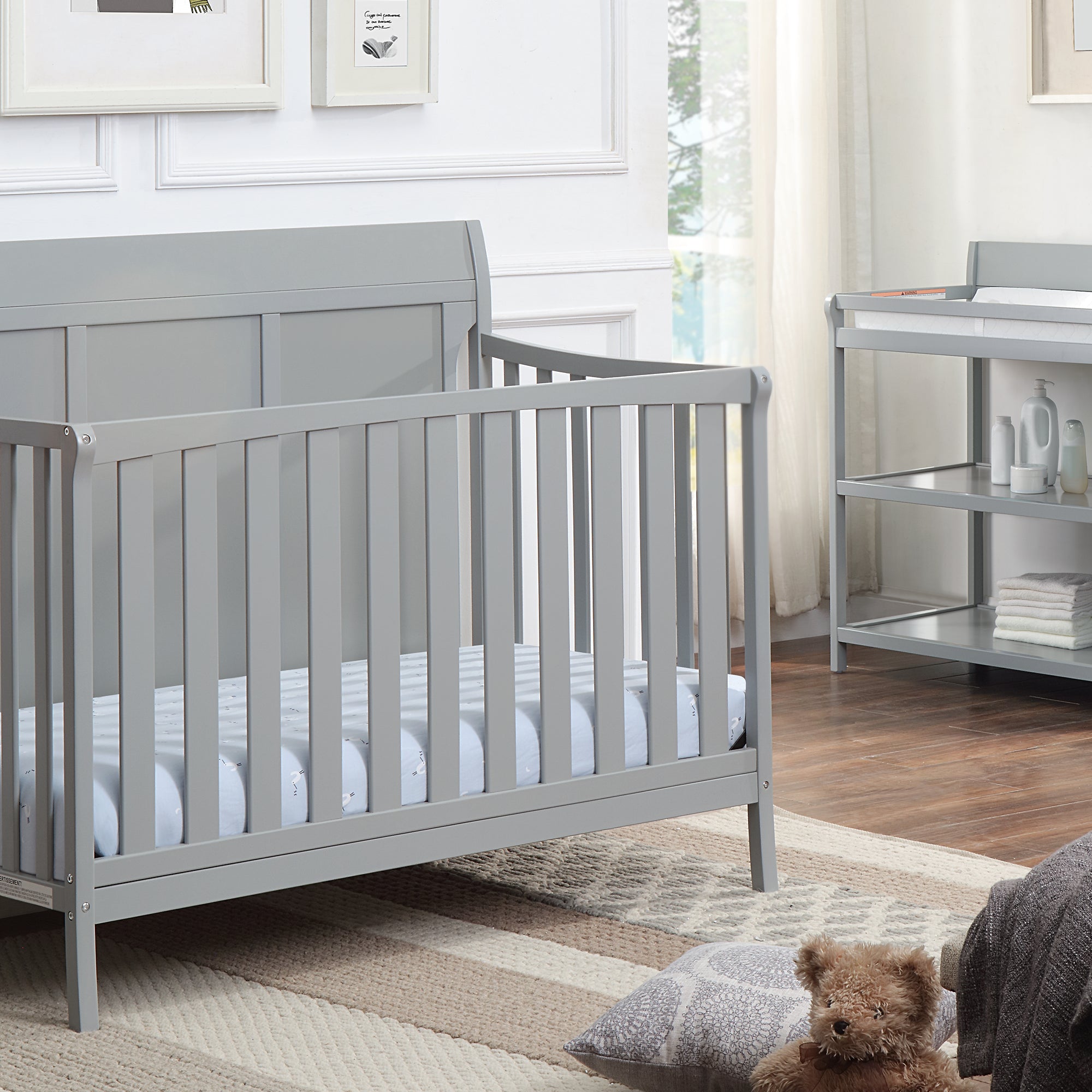 Shailee 4-in-1 Convertible Crib Gray--1