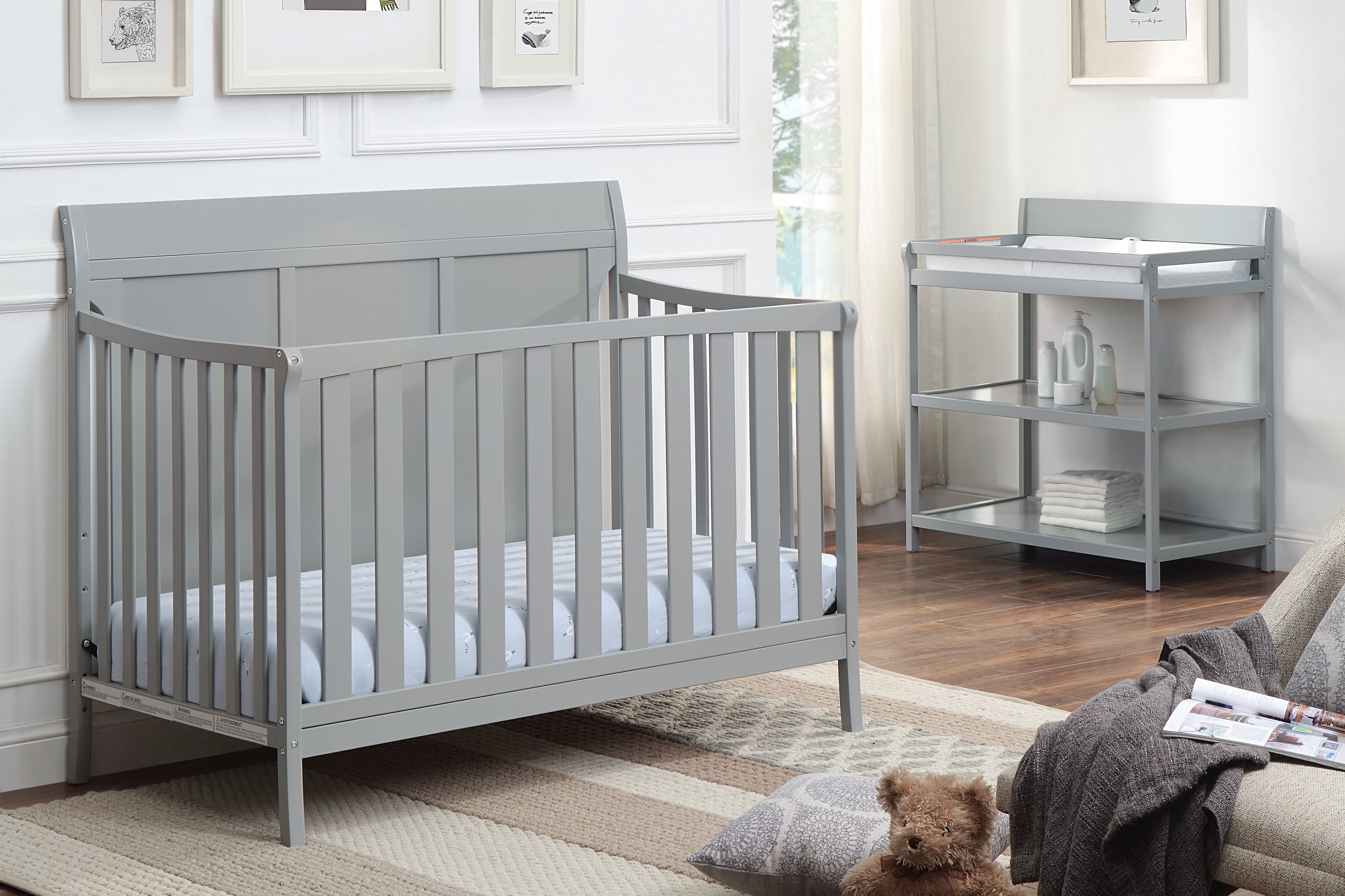 Shailee 4-in-1 Convertible Crib Gray--1