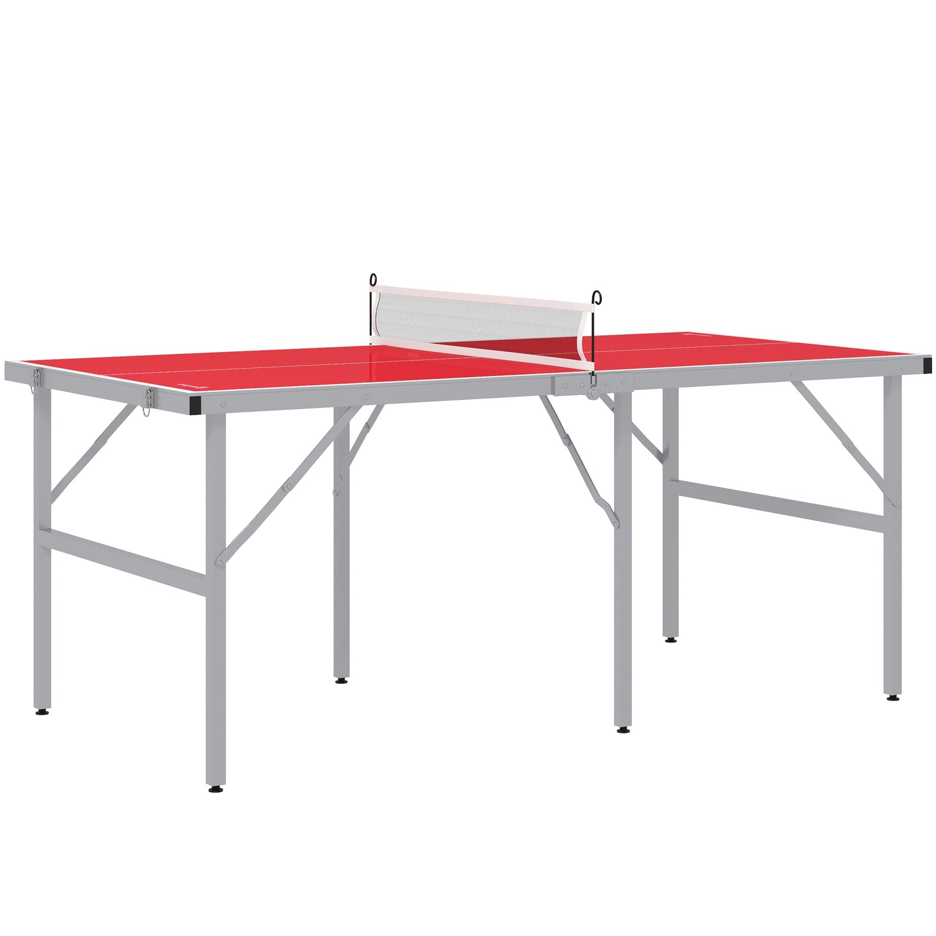 Soozier Mini Ping Pong Table Set for Outdoor and Indoor, Foldable Table Tennis Table with Net, 2 Paddles, 3 Balls, Adjustable Feet, Easy Assembly, Red--1