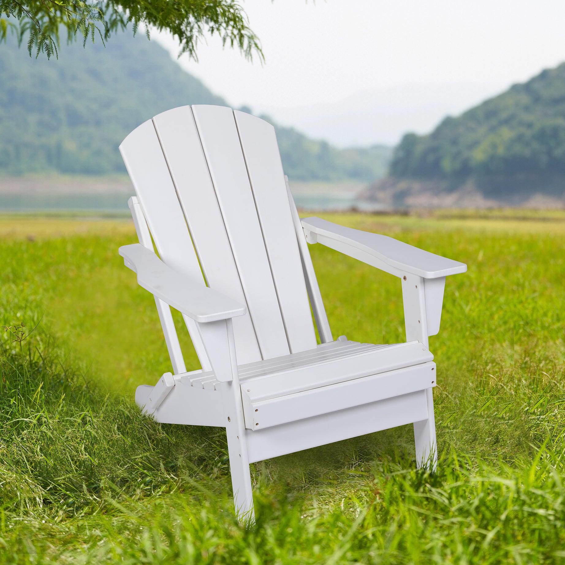 Folding Adirondack Chair, Relaxing Stackable Arm Rest Ergonomic HDPE All-Weather Adirondack Chair--1