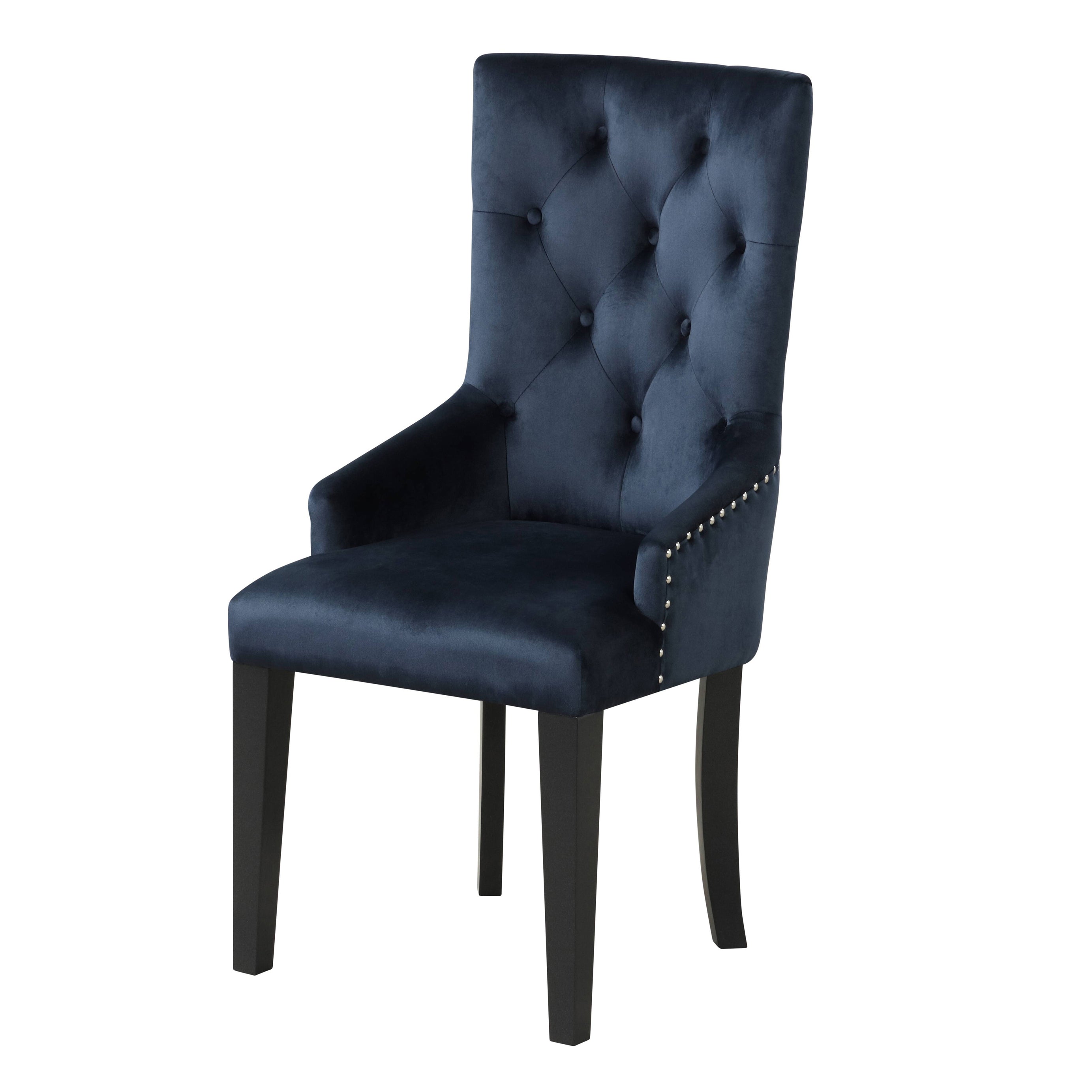 Dark Navy and Black Tufted Back Arm Chair--1