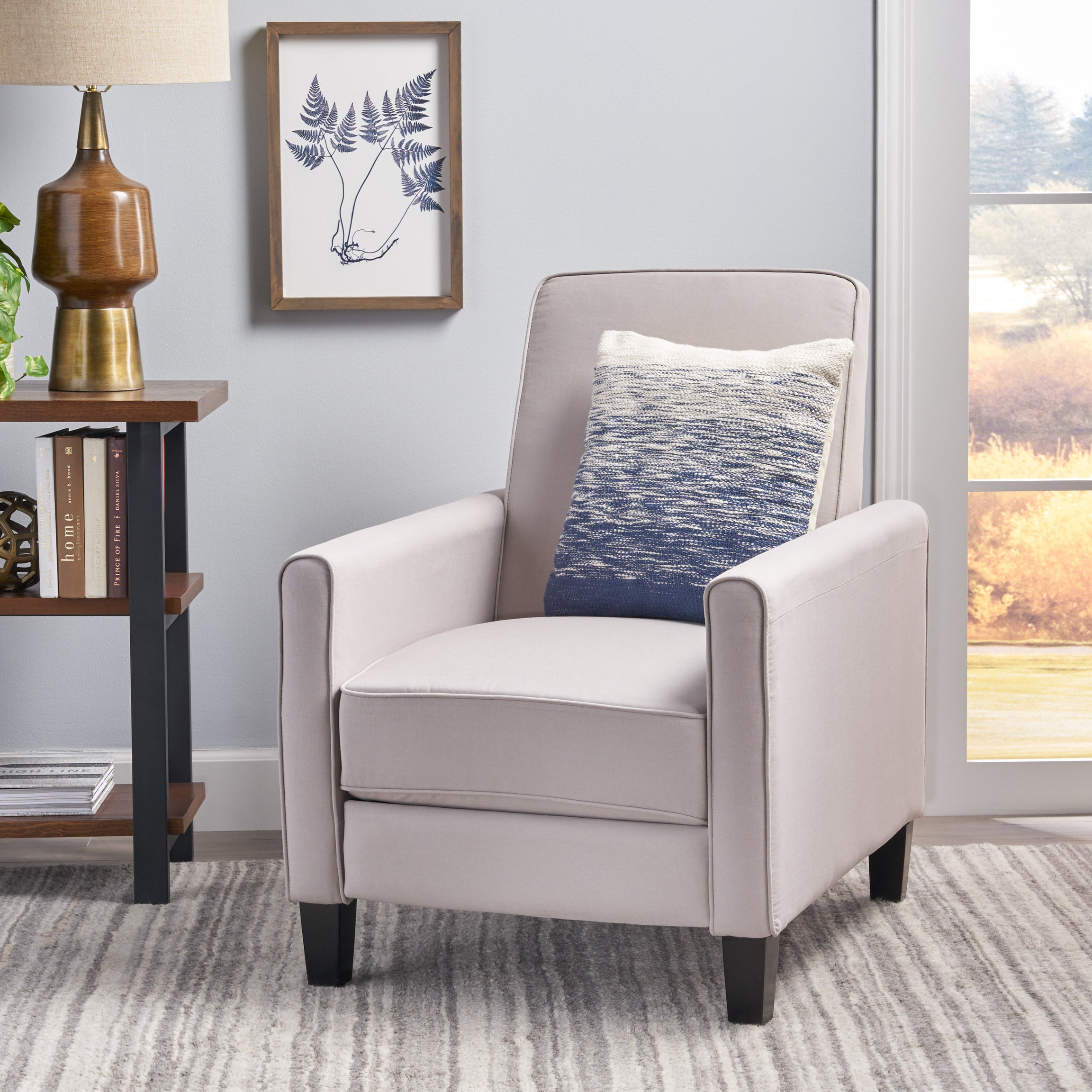 Grey Linen Push Back Chair for Elegant Home Décor--1