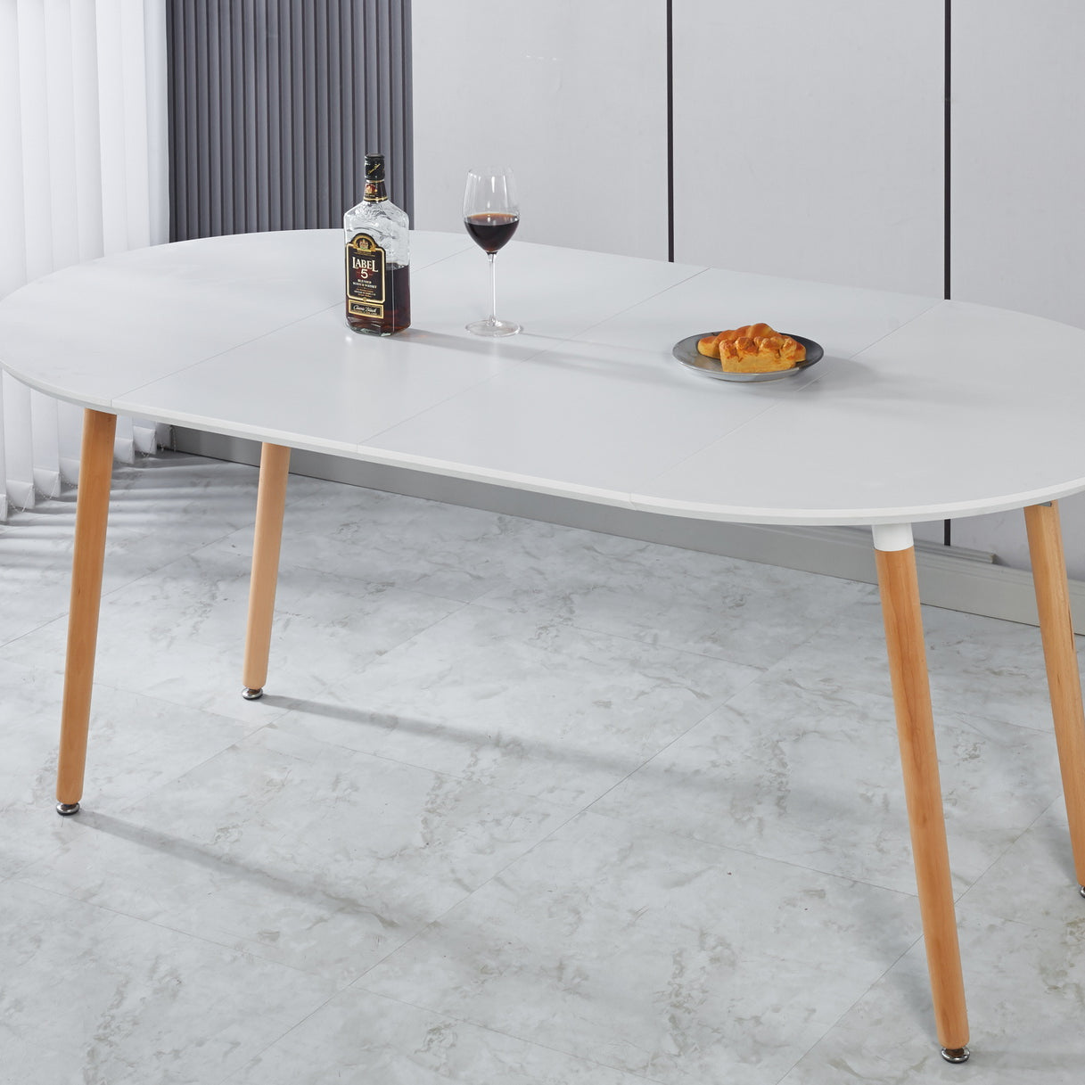 Extensible table,DINING TABLE,OFFICE TABLE,COFFEE TABLE,wood leg,100/140/180x100x75cm--1