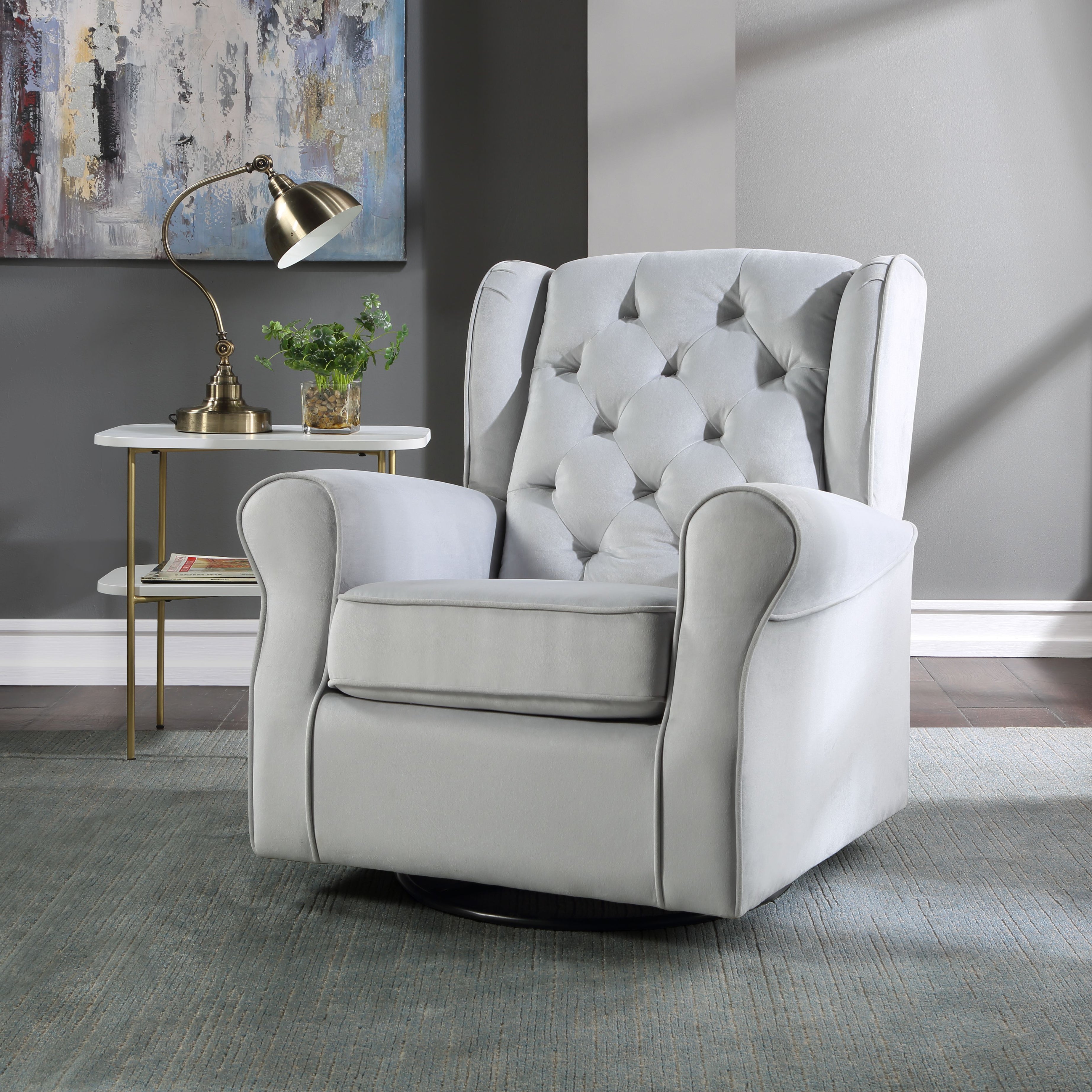 Grey Swivel Chair with Glider--1