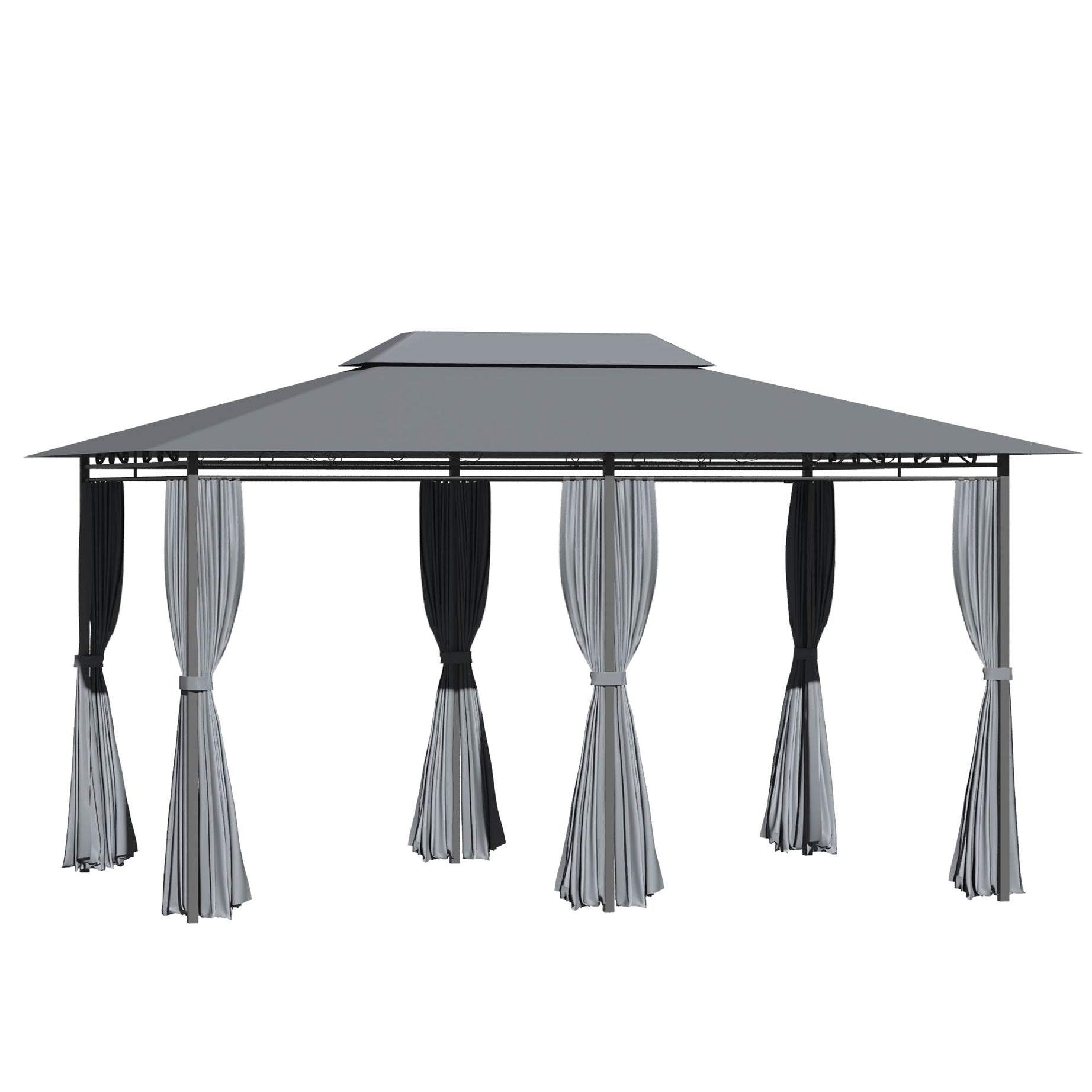 Outsunny 10' x 13' Patio Gazebo, Outdoor Gazebo Canopy Shelter with Curtains, Vented Roof, Steel Frame for Garden, Lawn, Backyard and Deck, Sage Gray--1