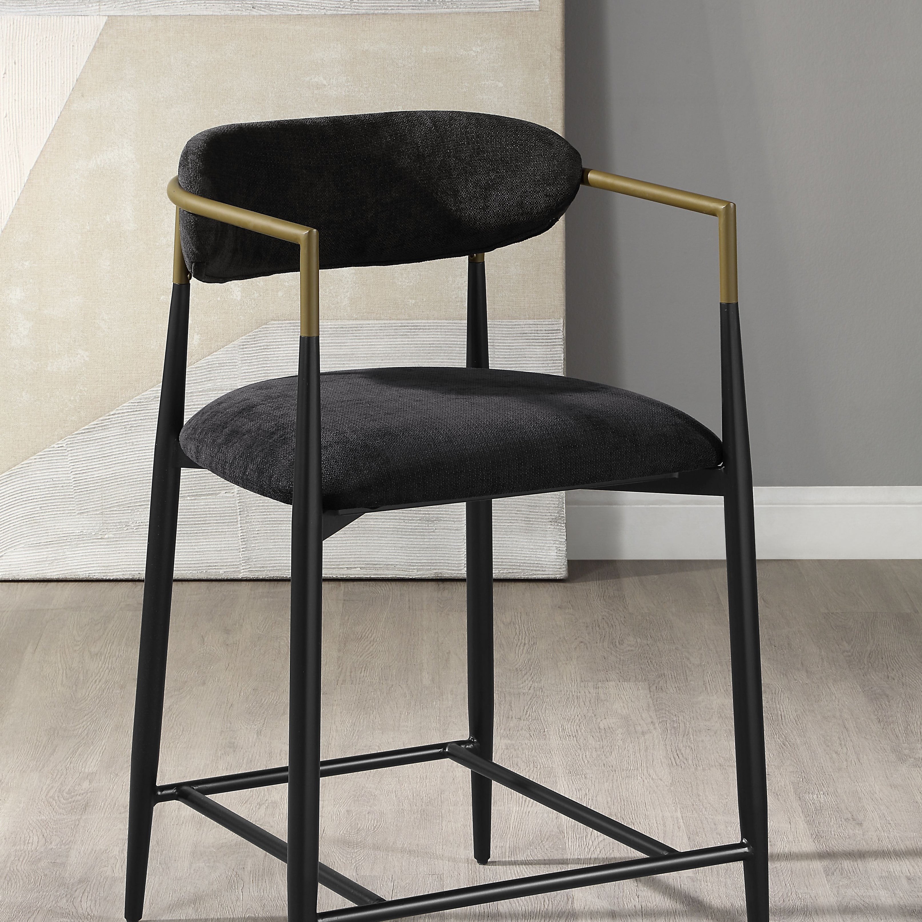 ACME Jaramillo Counter Height Chair (Assembled), Black Fabric & Black Finish DN02716A--1