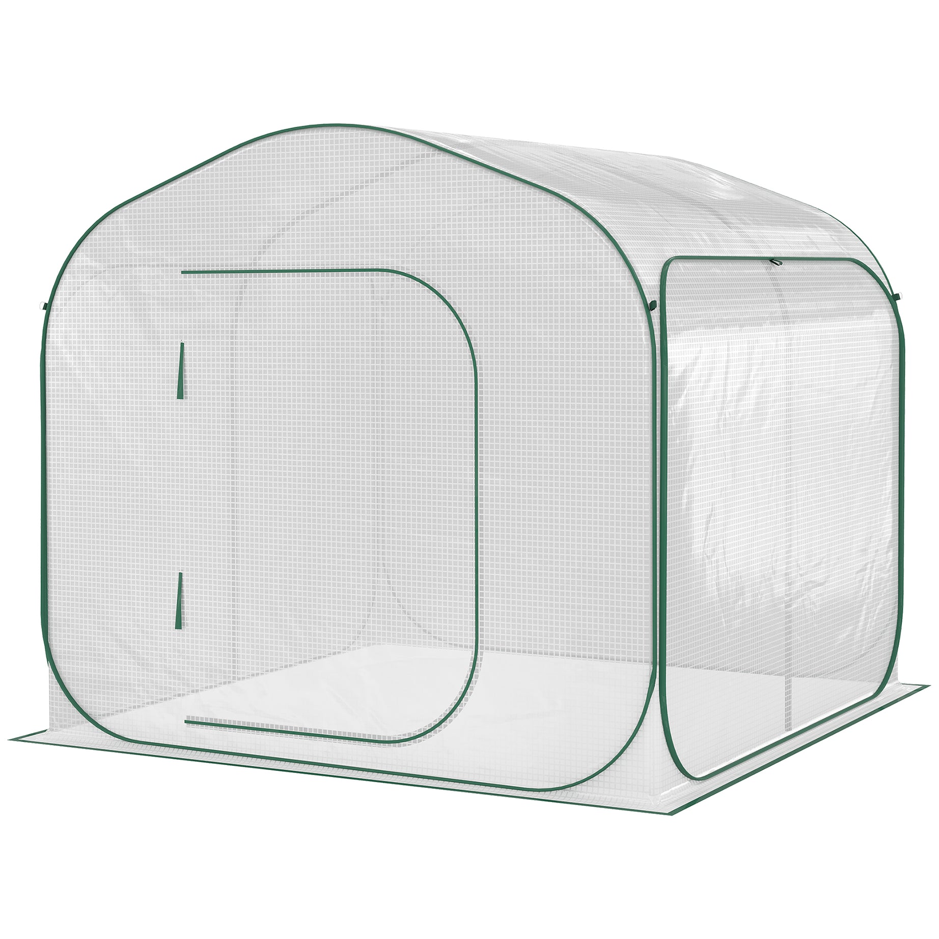 Outsunny 7' x 7' x 6' Portable Walk-in Greenhouse, Pop-up Setup, Outdoor Garden Hot House, Hobby Greenhouse Tent with Zipper Door for Growing Flowers, Herbs, Vegetables, Saplings, Succulents, White--1