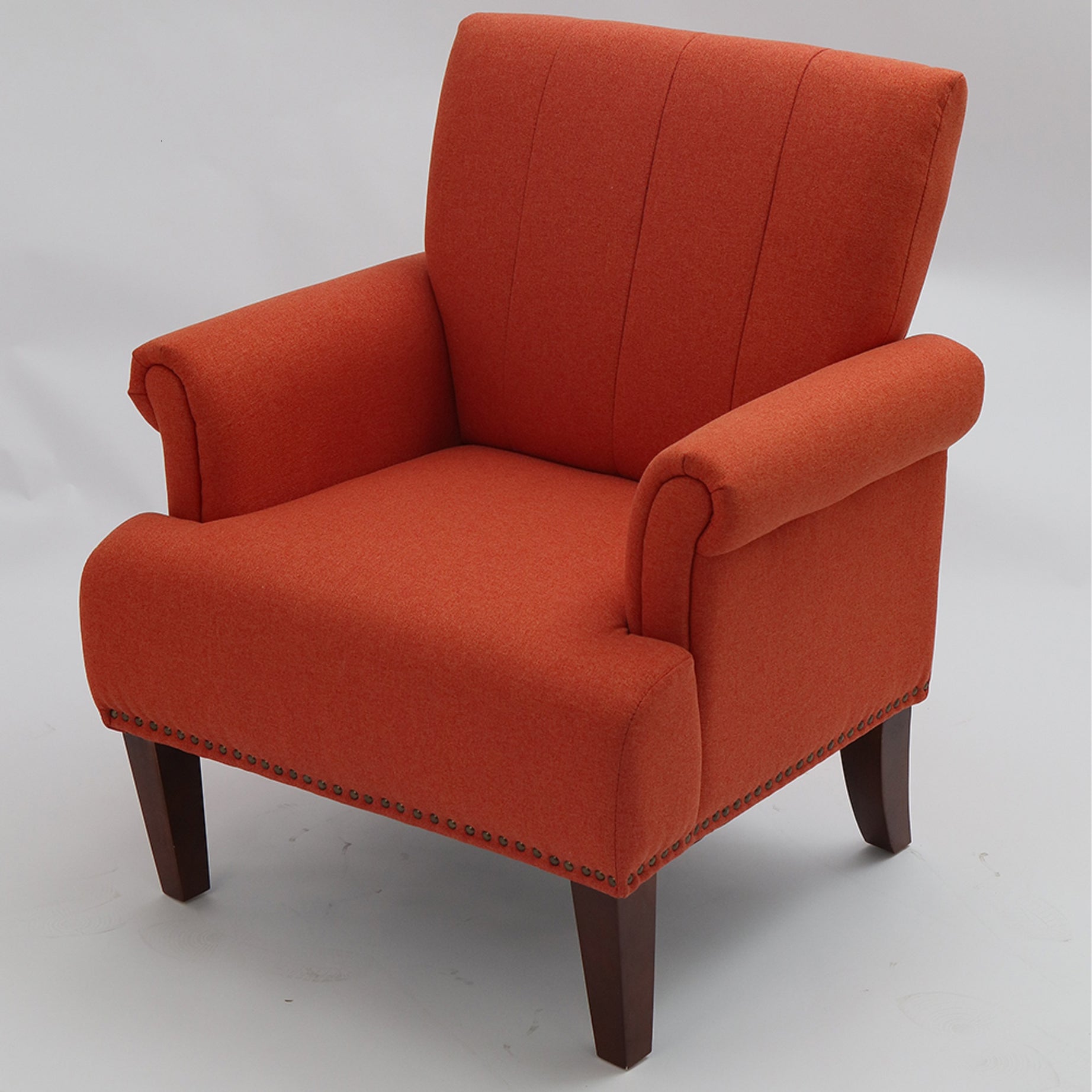 1pc Traditional Accent Chair Rolled Arms Nailhead Trim Soft Fabric Upholstered Furniture for Living Room Bedroom Office Orange 30" Wide Armchair--1