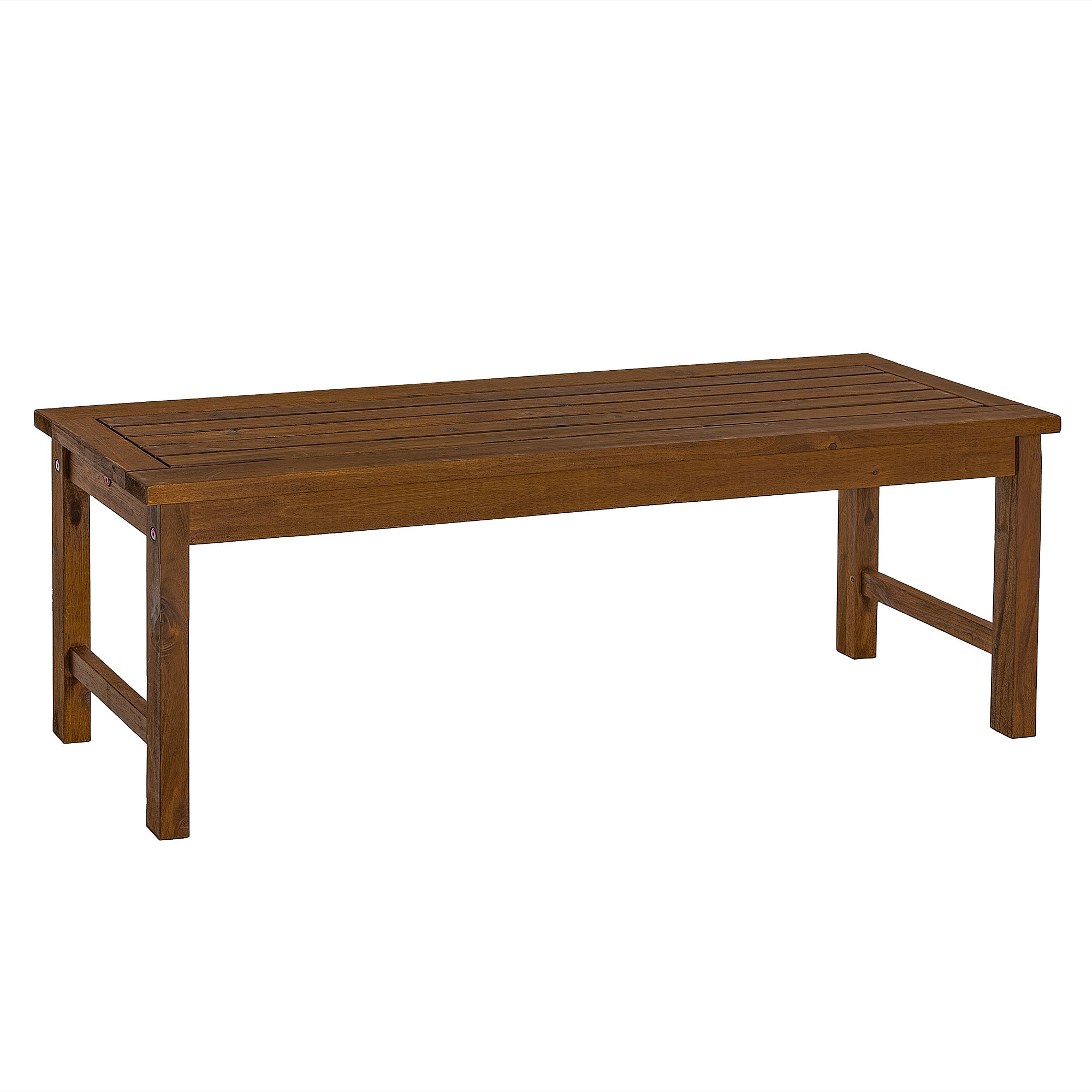 Modern Slat-Top Solid Wood Patio Bench - Dark Brown--1