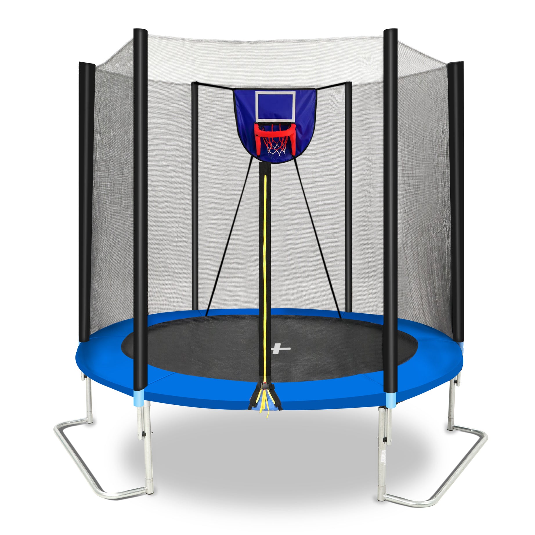 YC 8FT Trampoline Outer Net with Soft Basketball board, ball and inflator(Blue)--1