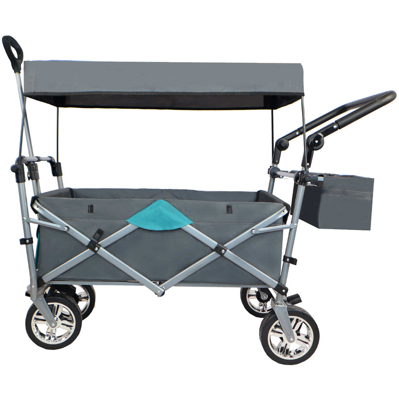 Push & Pull Utility Folding Wagon with Removable Canopy--1