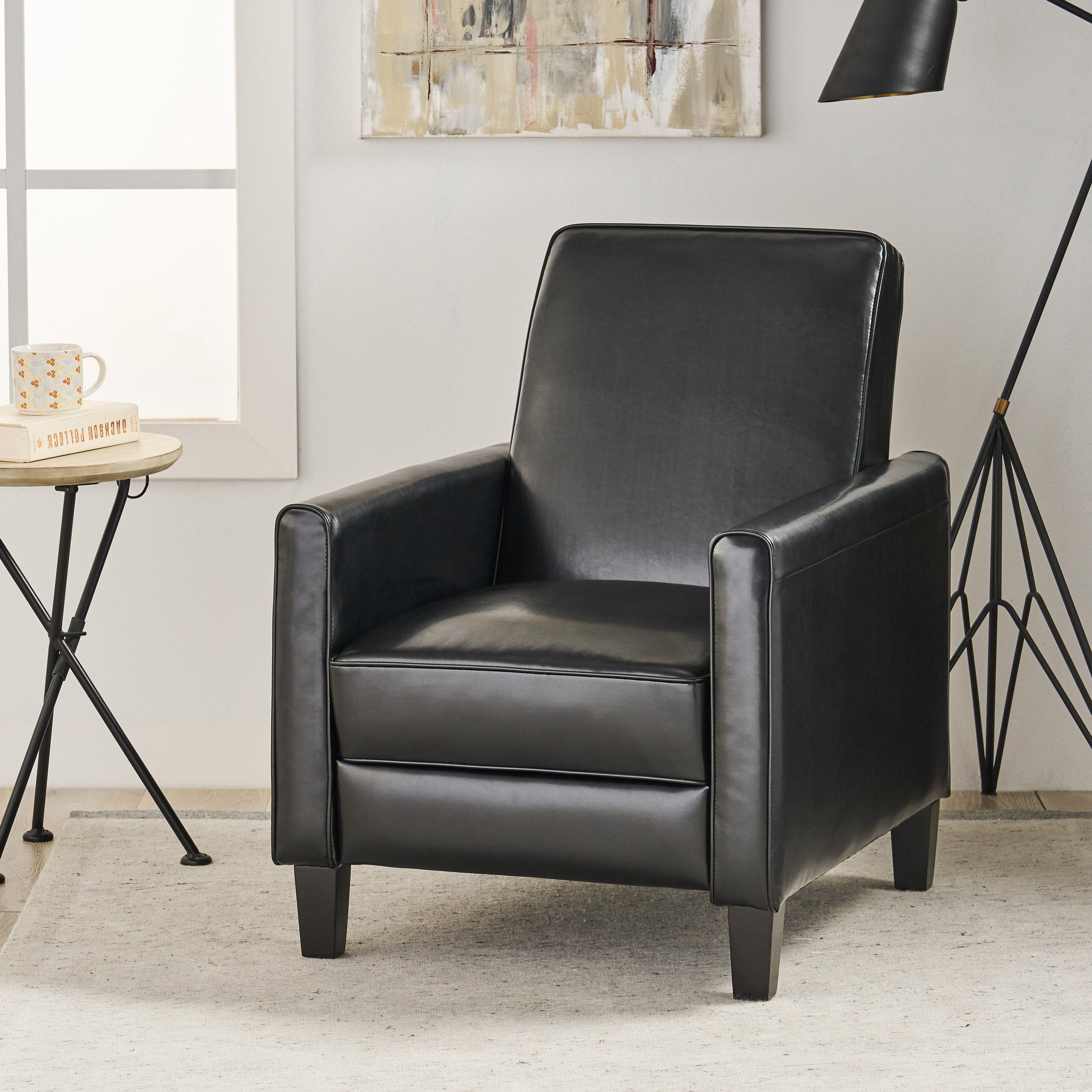 Black Fax Leather Push Back Chair for Elegant Home Décor--1