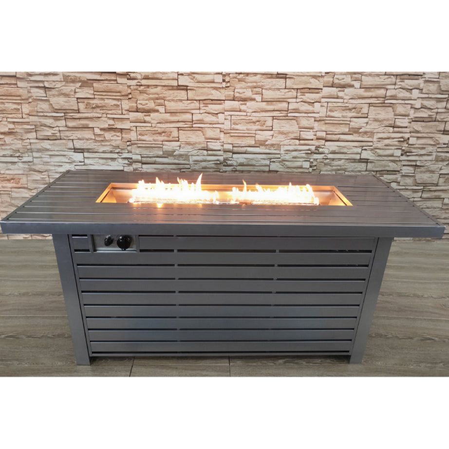 Living Source International Steel Propane/Natural Gas Outdoor Fire Pit Table with Lid--1