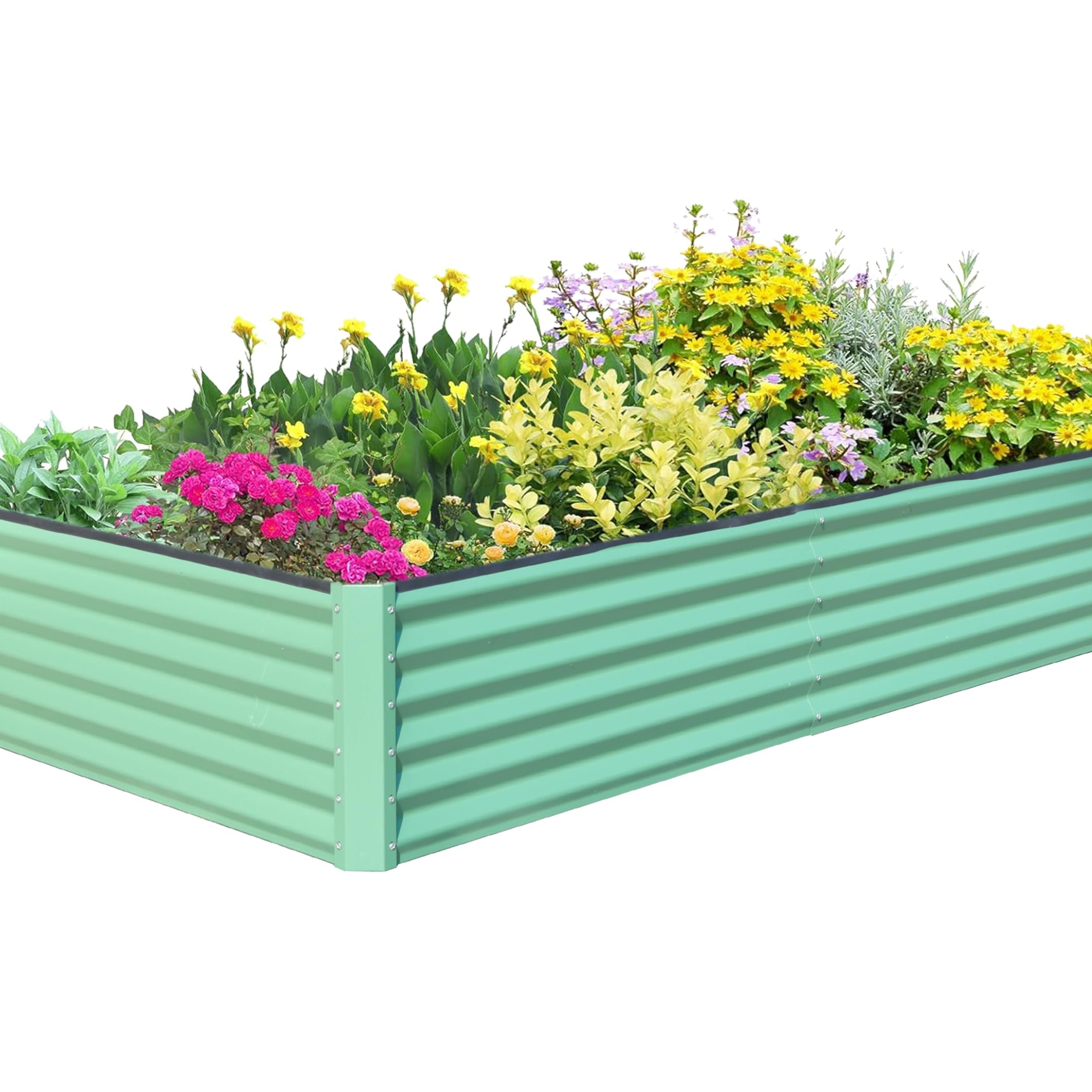 6x3x1.5ft Galvanized Raised Garden Bed, Outdoor Planter Garden Boxes Large Metal Planter Box for Gardening Vegetables Fruits Flowers, Green--1