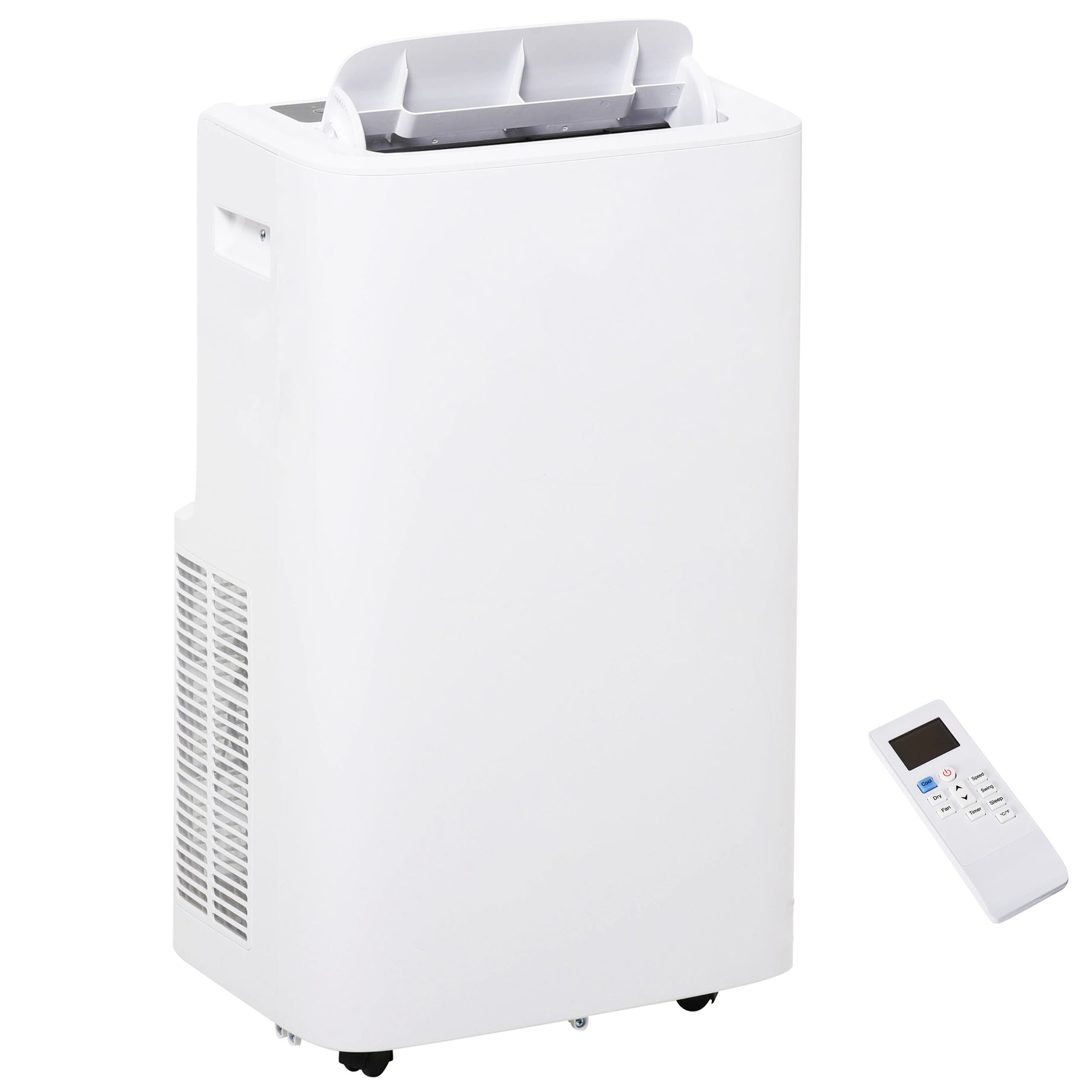 HOMCOM 12000 BTU Portable Air Conditioner for Rooms Uo to 549 Sq.Ft., 4-in-1 Mobile AC Unit with Dehumidifier, Cooling Fan, Sleep Mode, Remote Control, 24H Timer, Window Installation Kit, White--1