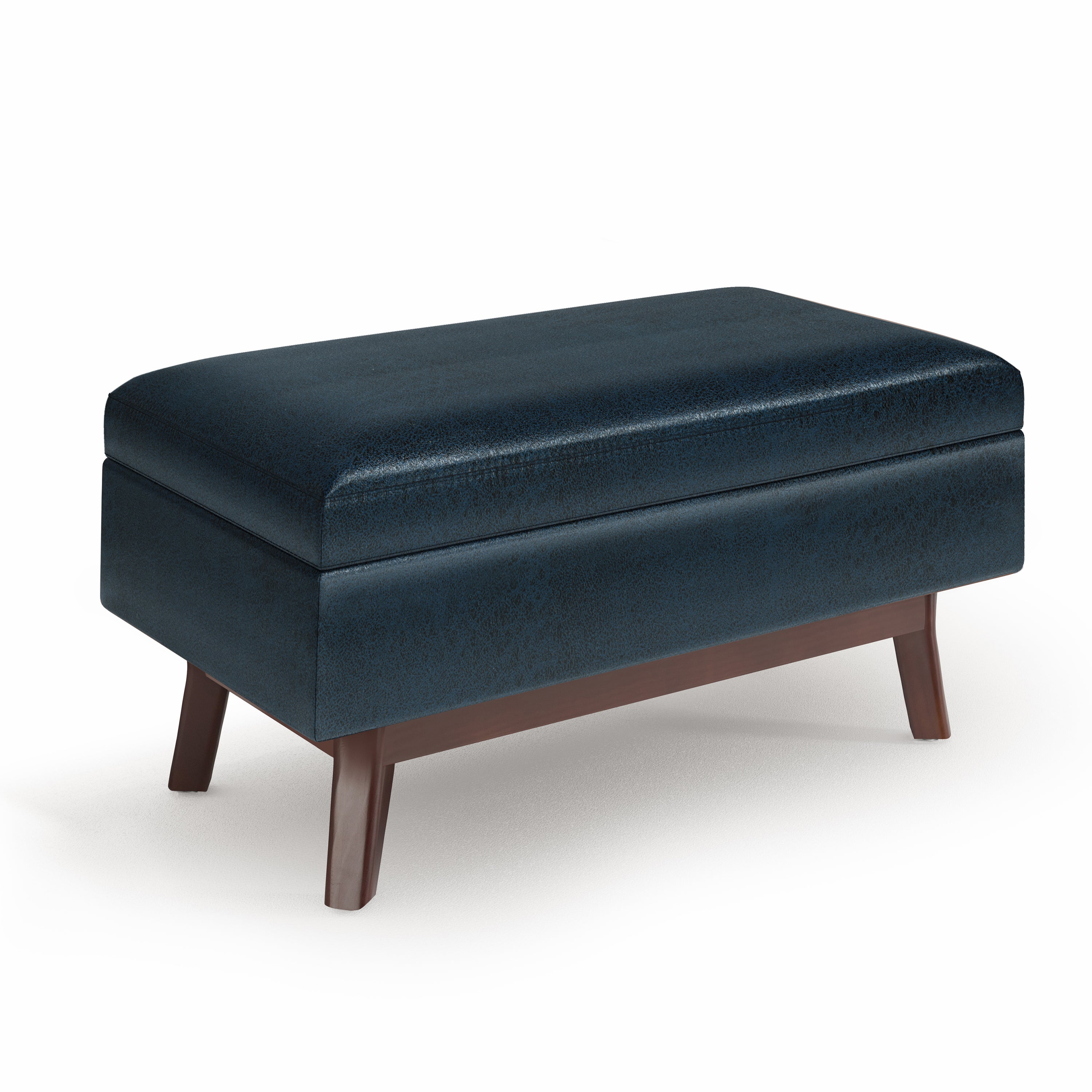 Owen - Small Rectangular Storage Ottoman - Distressed Dark Blue--1