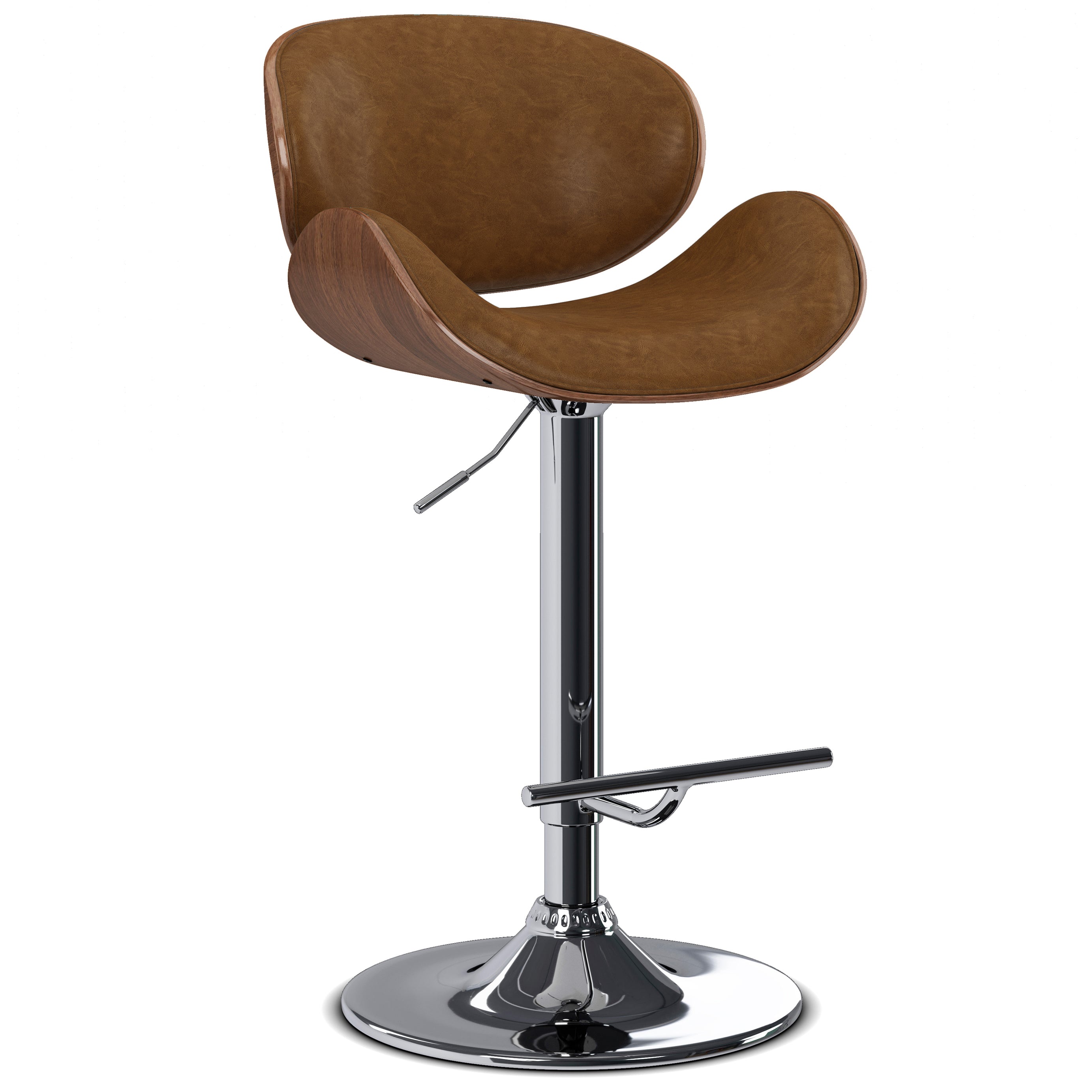 Marana - Bentwood Adjustable Swivel Bar Stool - Deep Tan--1