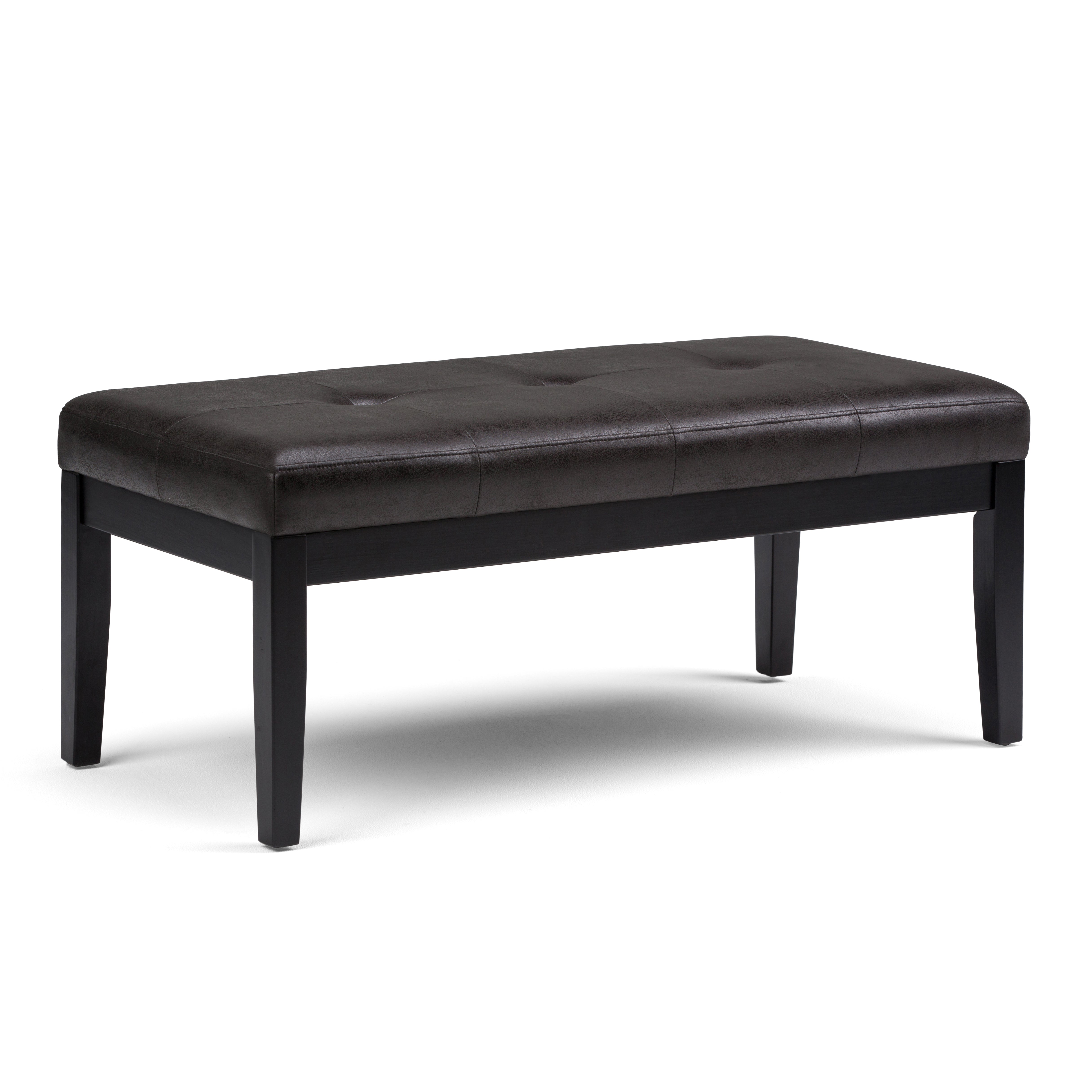 Lacey - Tufted Ottoman Bench - Distressed Black--1