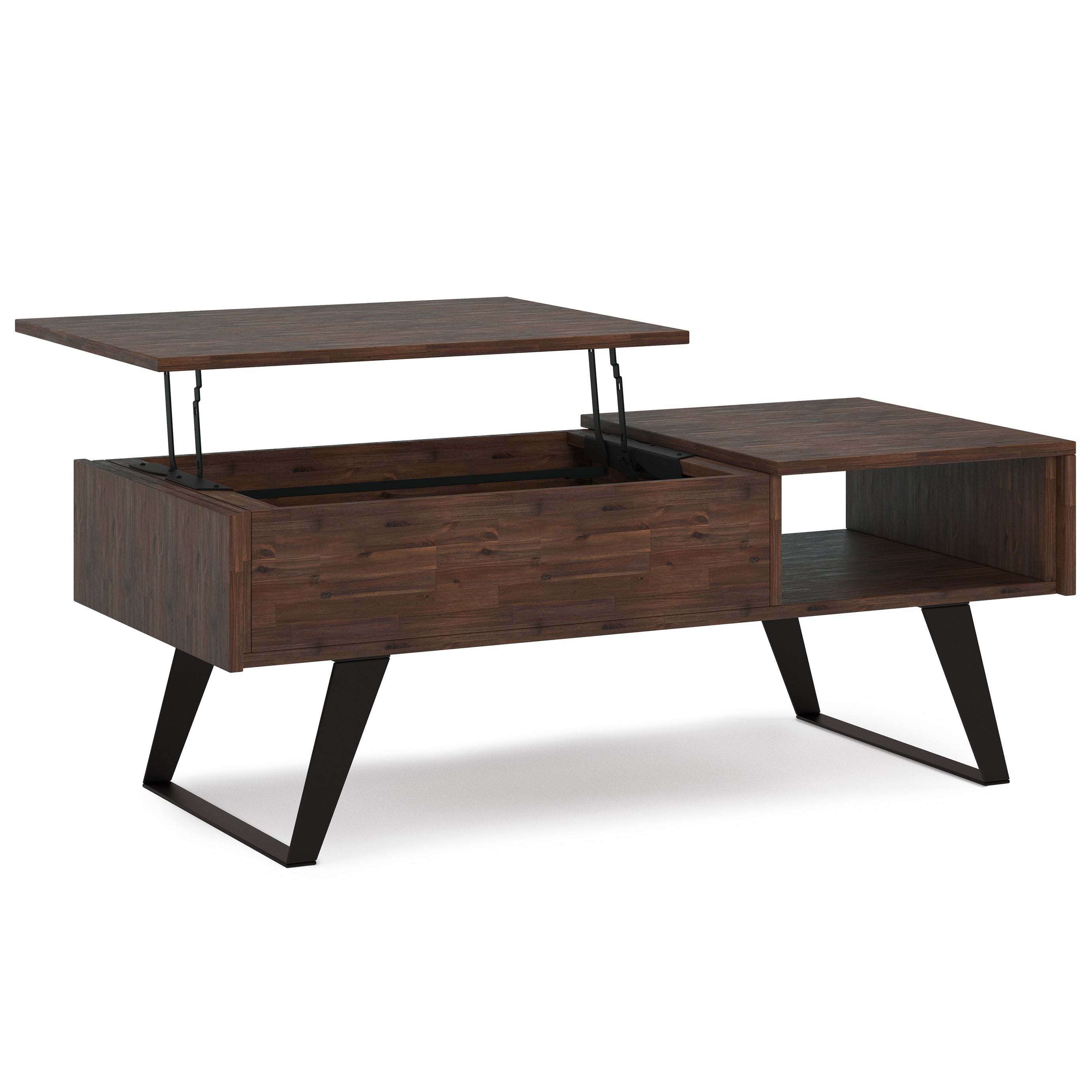 Lowry - Lift Top Coffee Table - Distressed Charcoal Brown--1