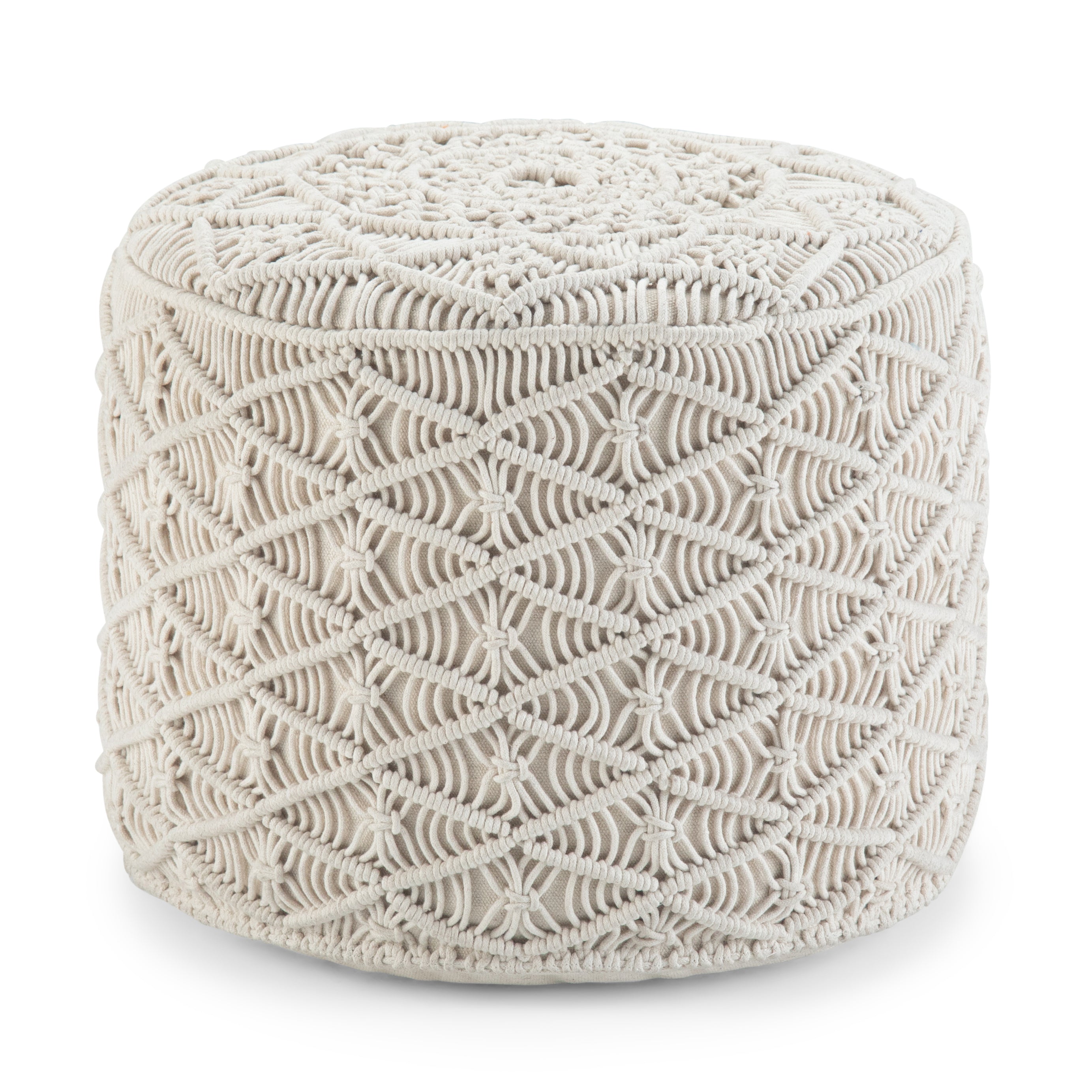 Coates - Round Macrame Pouf - Natural--1