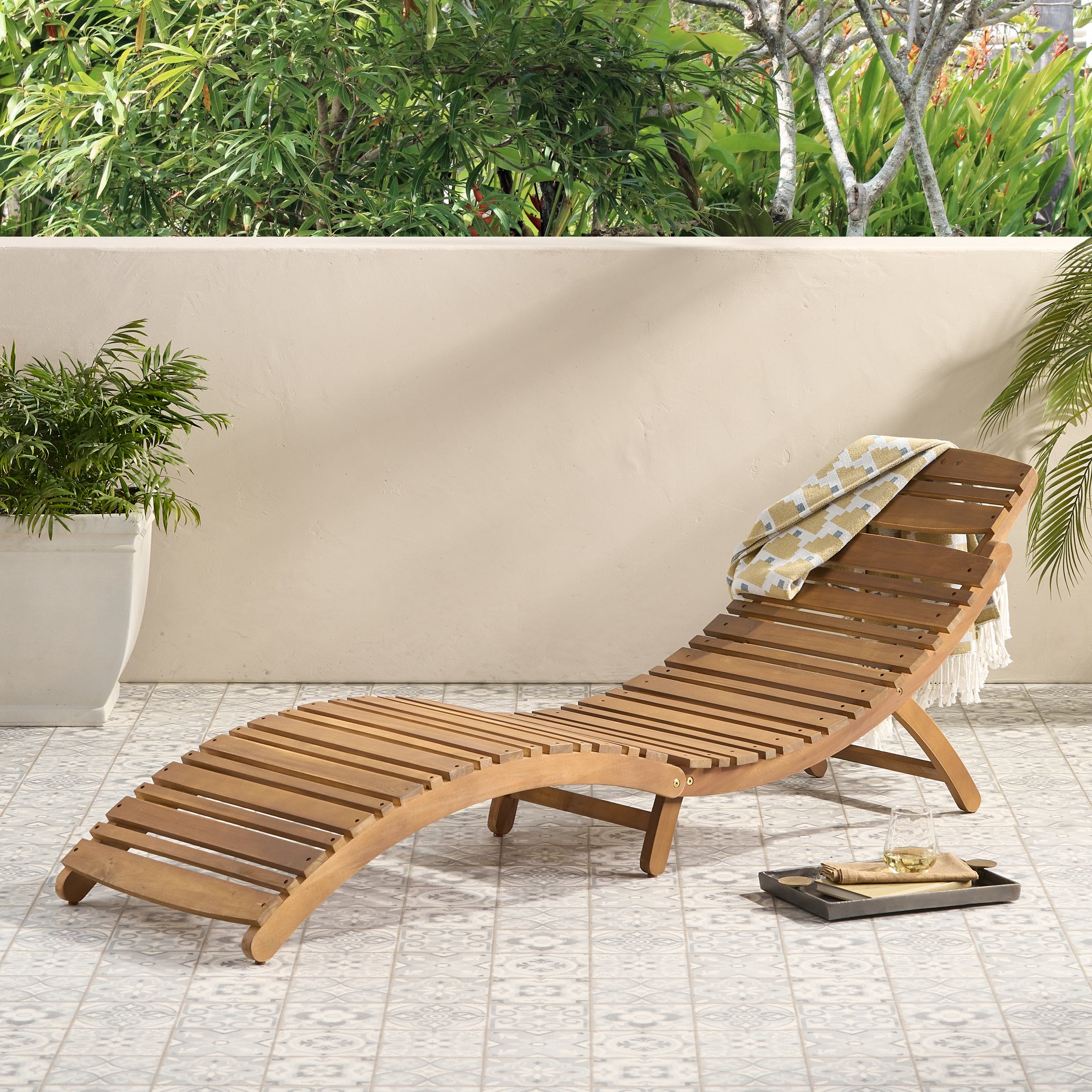 LAHAINA WOOD FOLDABLE CHAISE LOUNGE--1