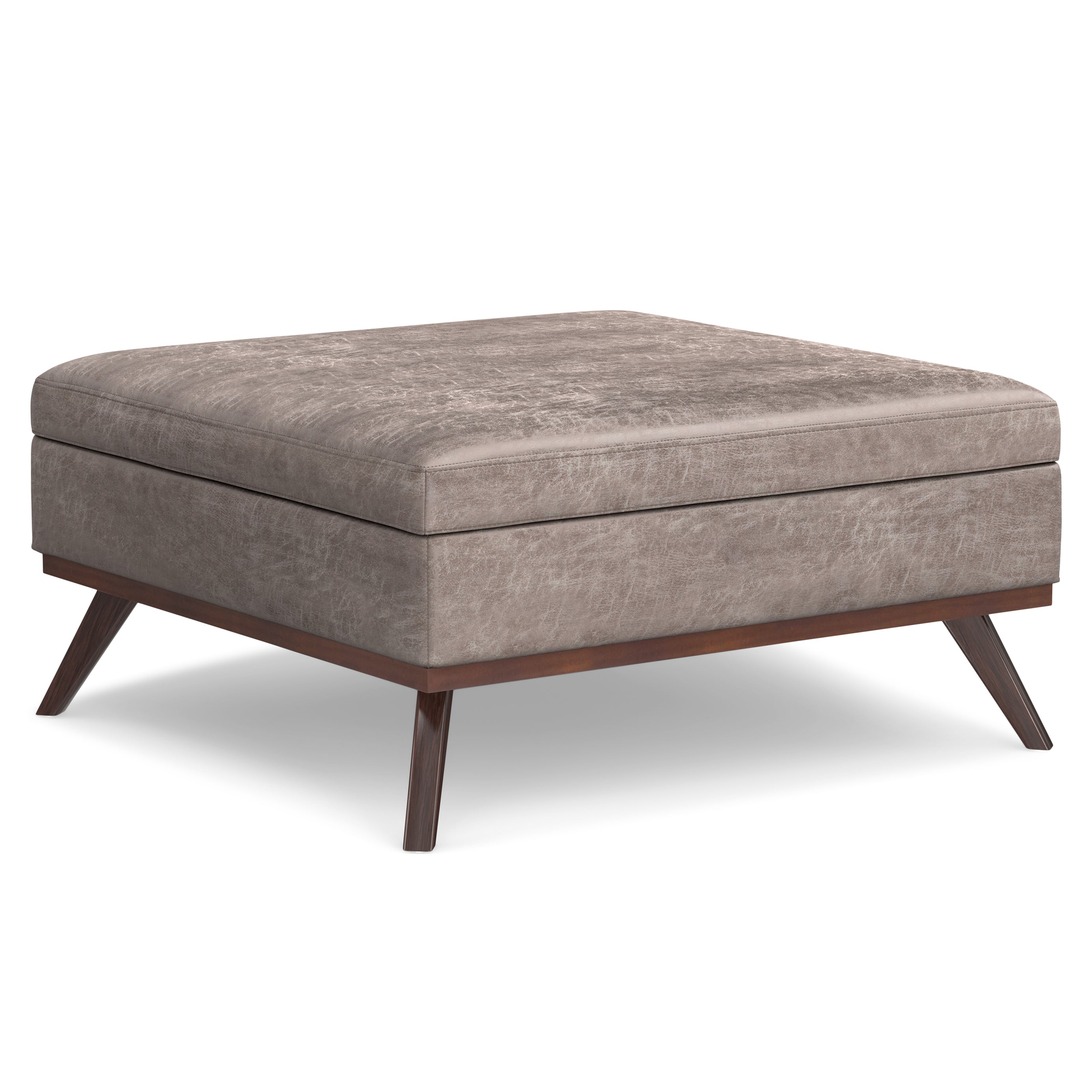 Owen - XL Square Coffee Table Storage Ottoman - Distressed Grey Taupe--1