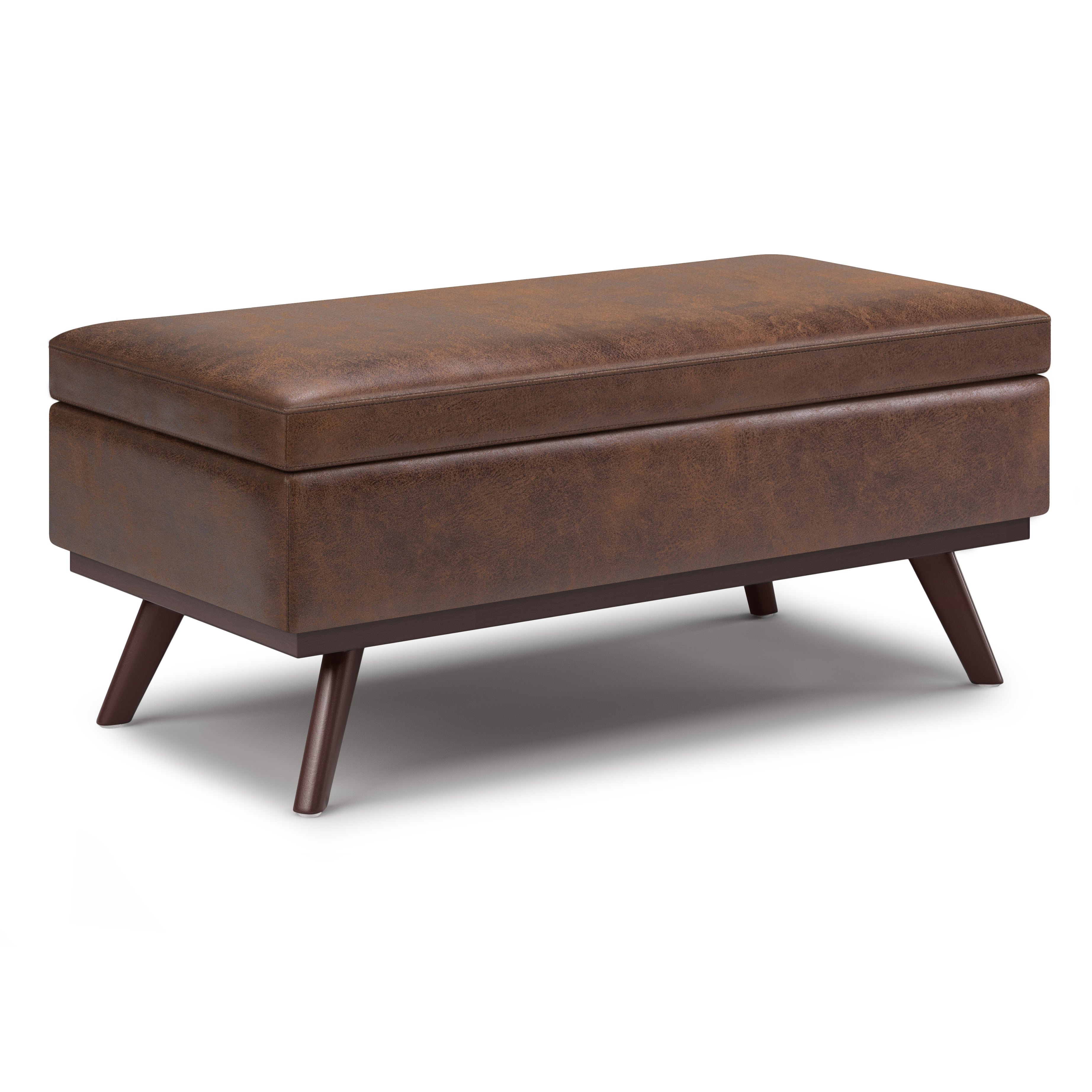 Owen - Lift Top Large Coffee Table Storage Ottoman - Distressed Chestnut Brown--1