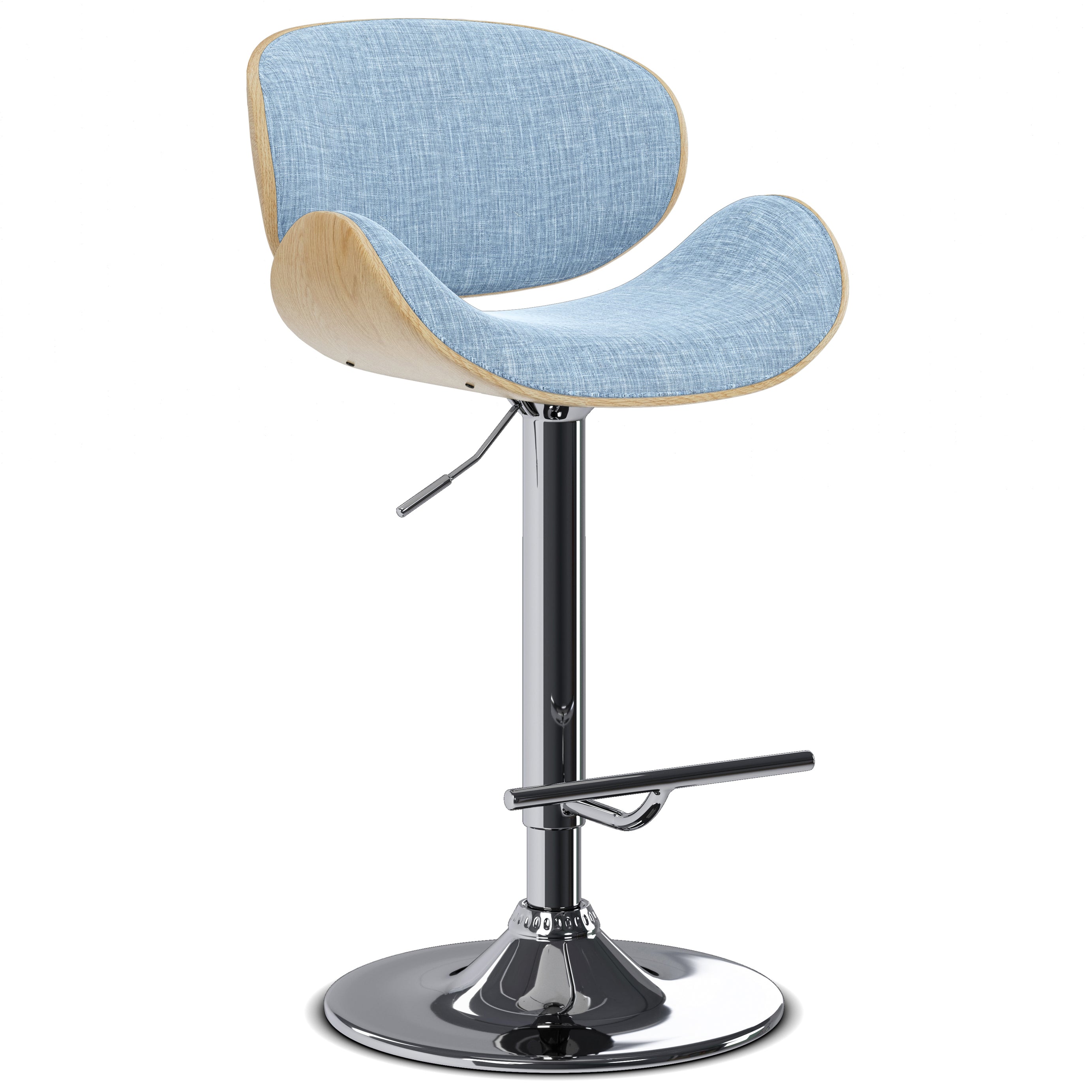 Marana - Bentwood Adjustable Swivel Bar Stool - Denim Blue / Light Brown--1