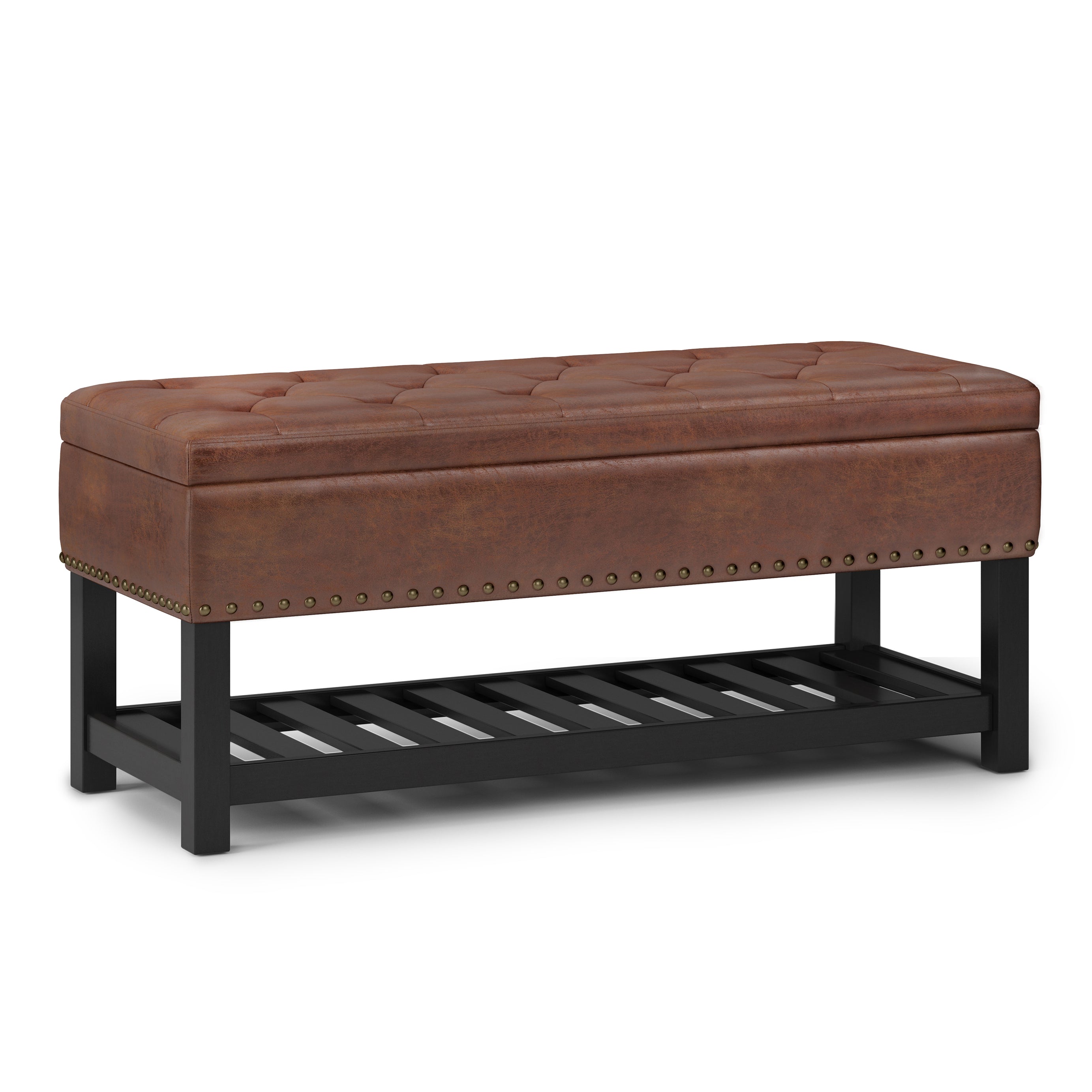 Lomond - Storage Ottoman Bench - Distressed Saddle Brown--1